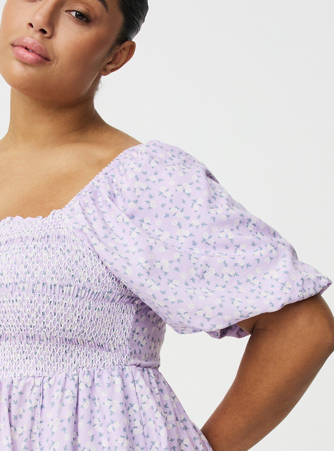 Smocked Bodice Mini Dress, DONNA DITSY FLORAL LILAC, alternate