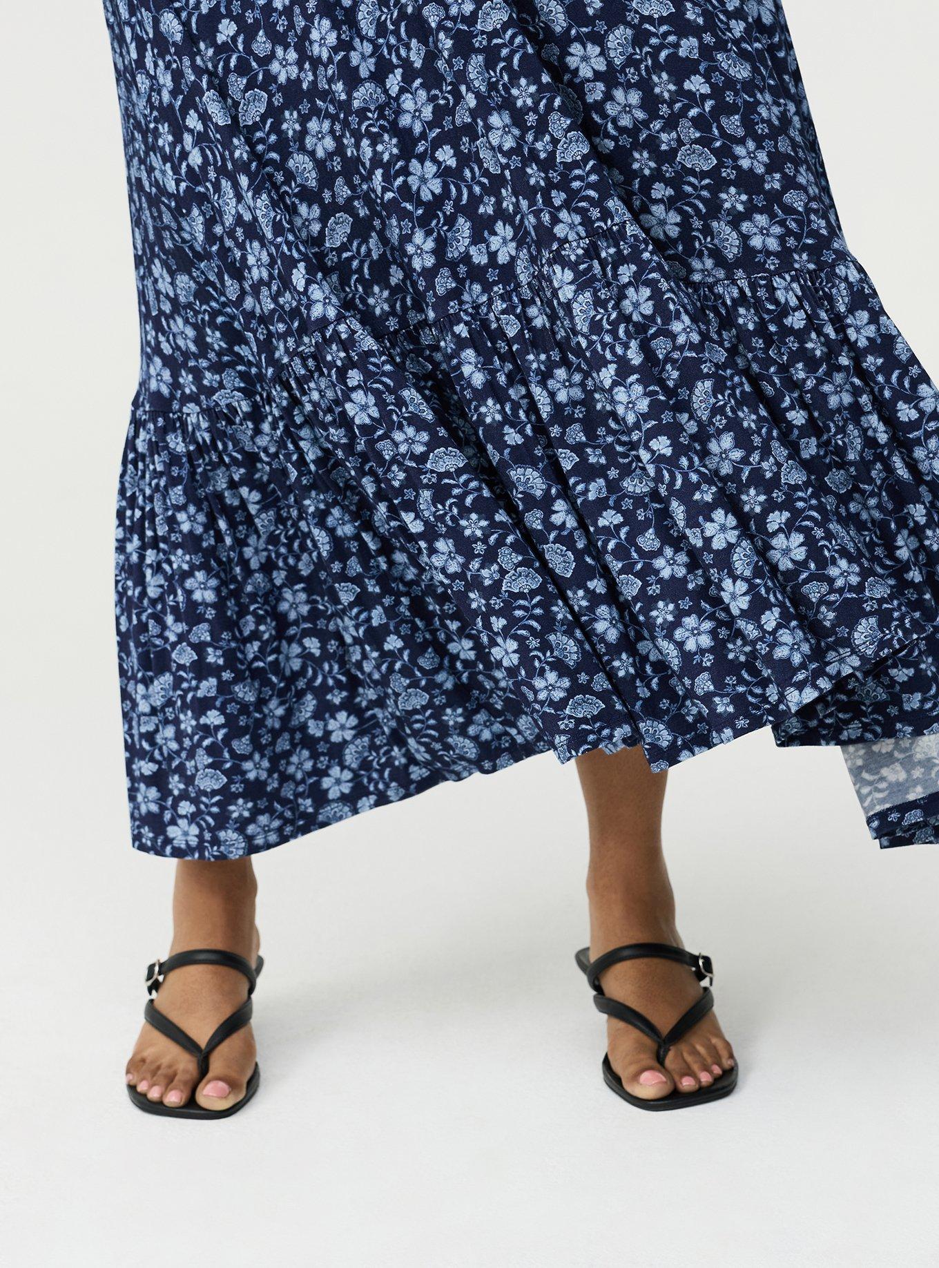 Cold Shoulder Tiered Maxi Dress, RUMBLE JACO NAVY, alternate