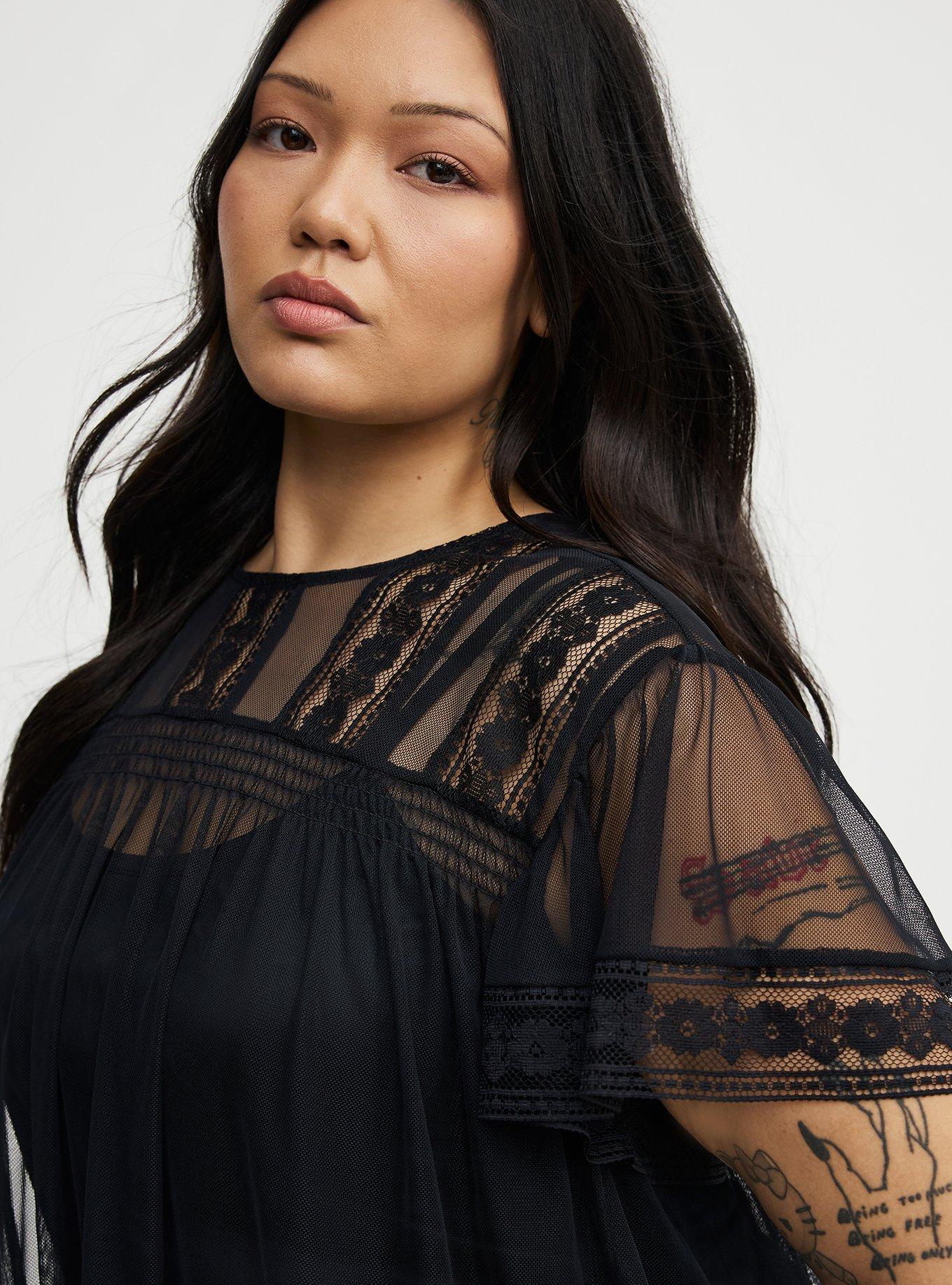 Mesh Lace Top, DEEP BLACK, alternate