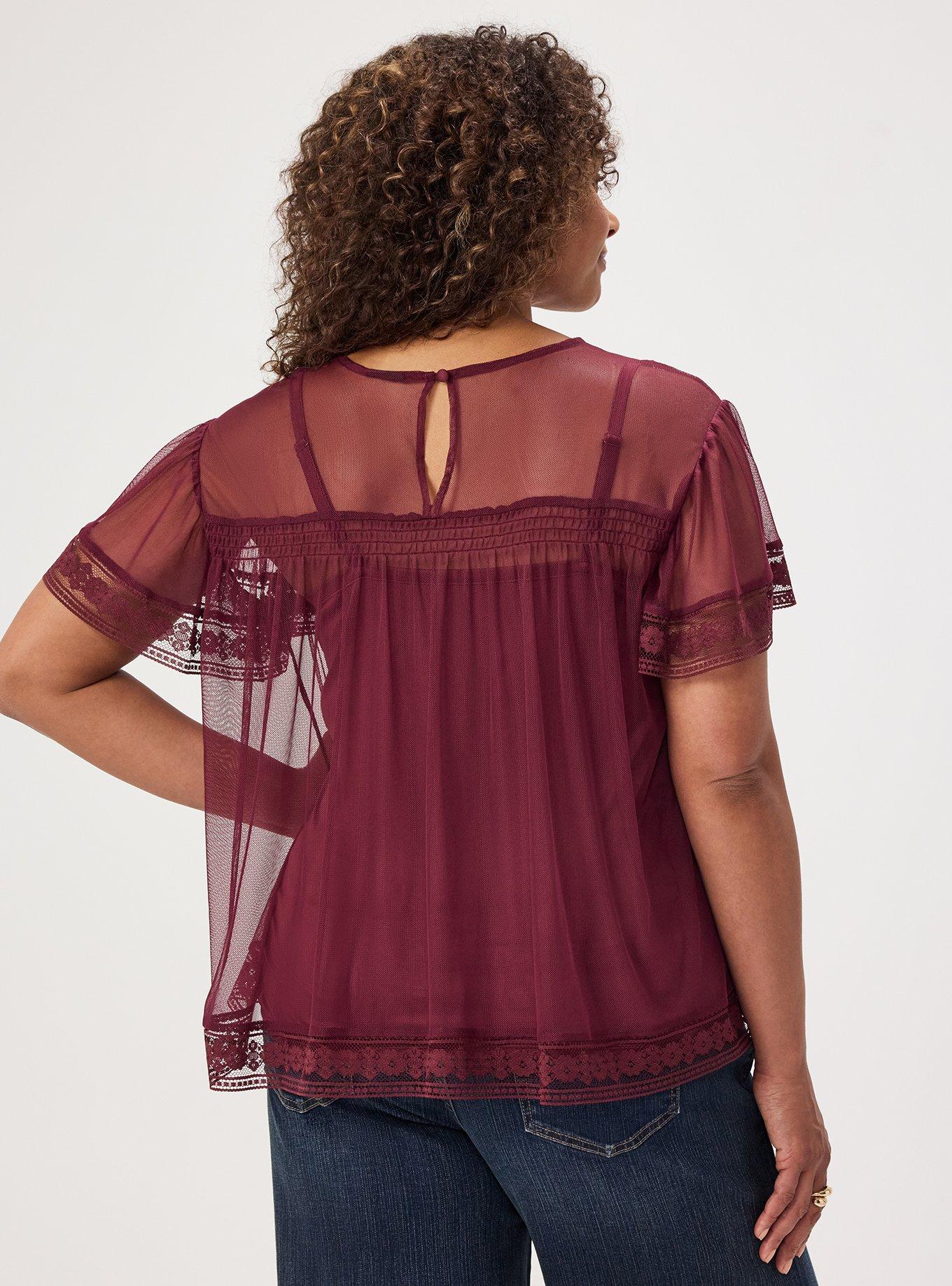 Mesh Lace Top, MAROON BANNER, alternate
