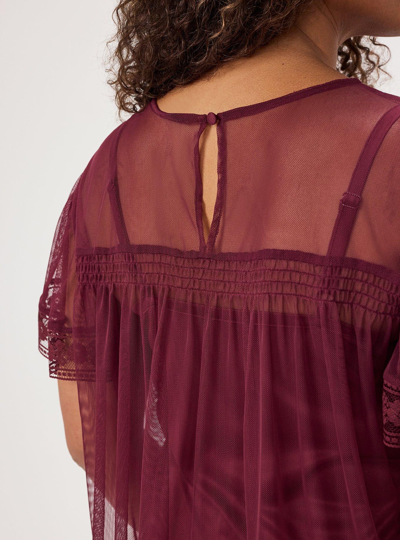 Mesh Lace Top, MAROON BANNER, alternate