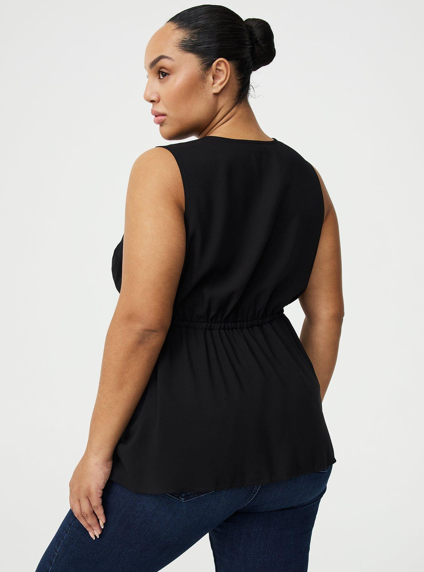 Babydoll Surplice Top, DEEP BLACK, alternate