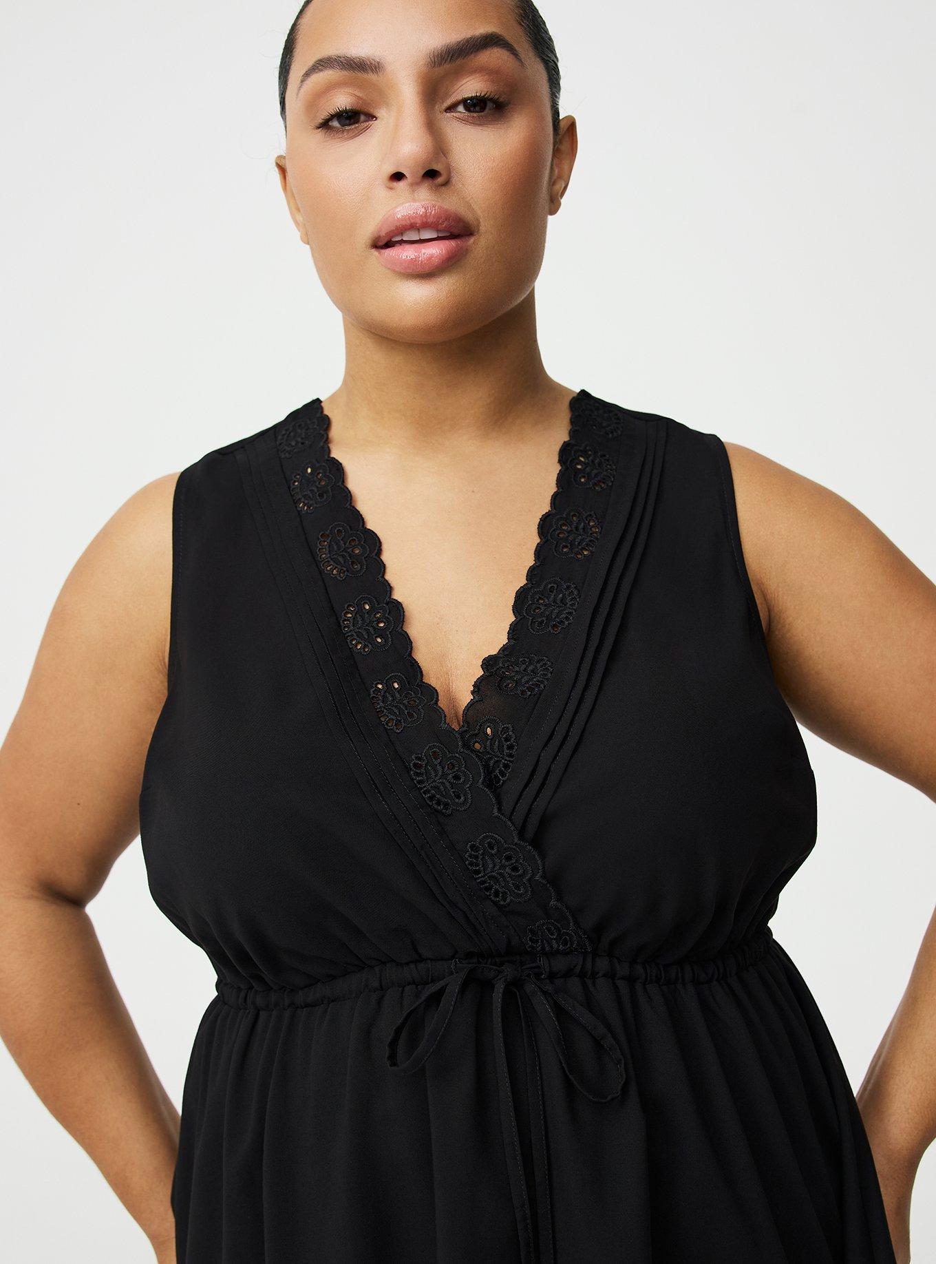 Babydoll Surplice Top, DEEP BLACK, alternate