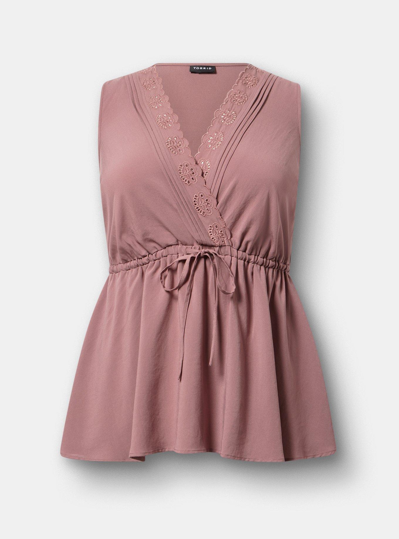 Babydoll Surplice Top, ROSE TAUPE, hi-res
