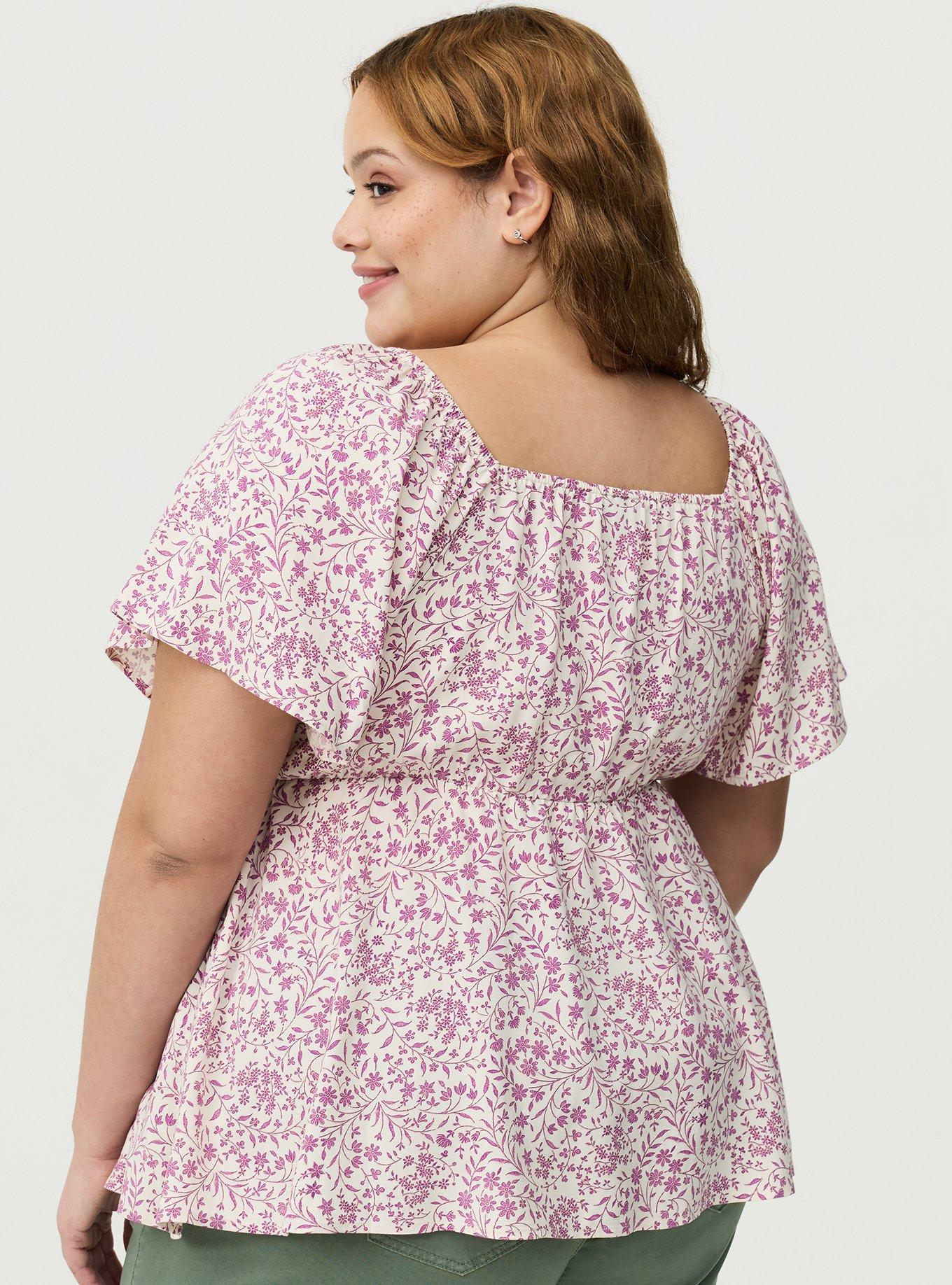 Peplum Babydoll Top, FELICITY FLORAL PINK, alternate