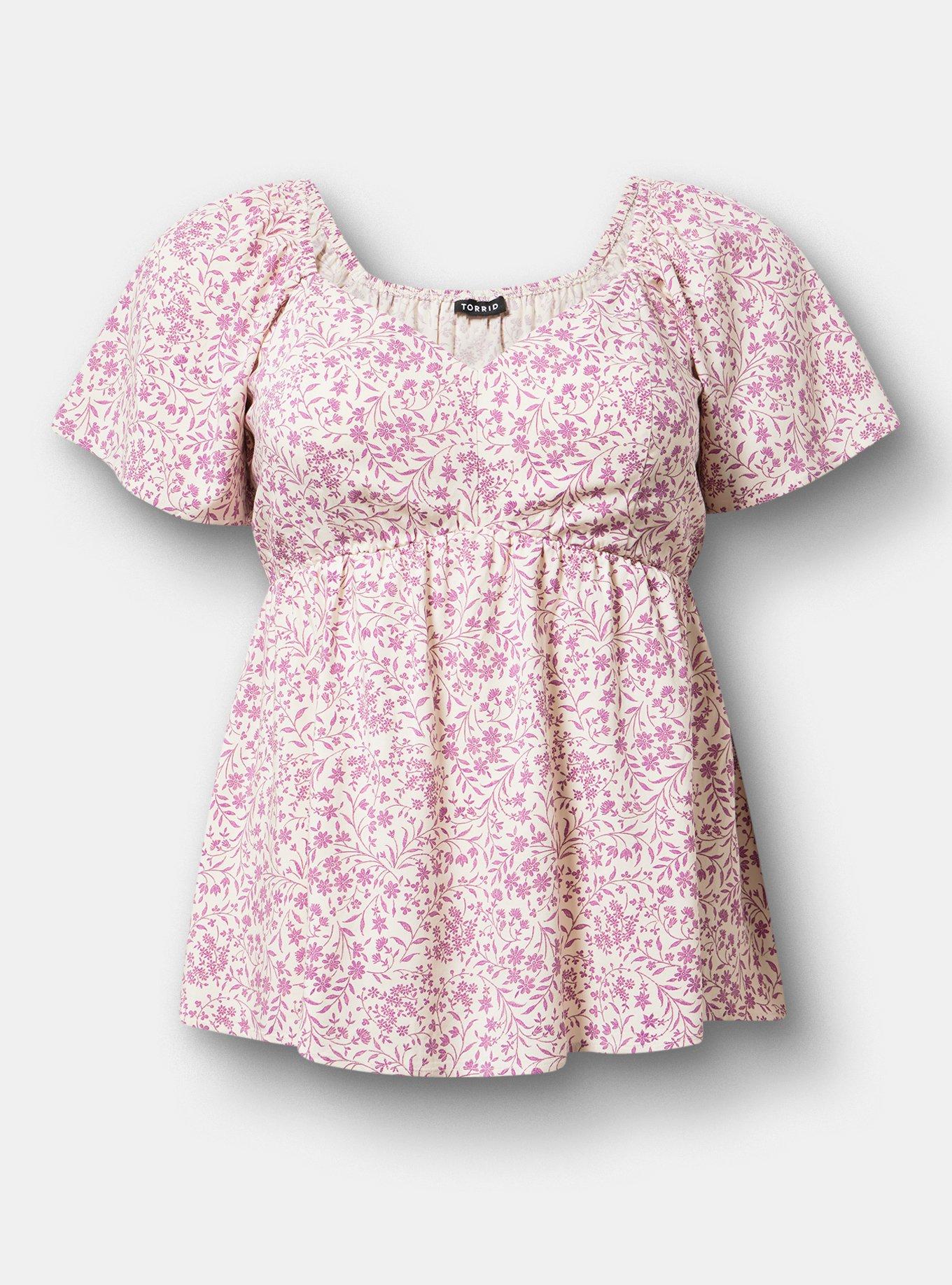 Peplum Babydoll Top, FELICITY FLORAL PINK, hi-res