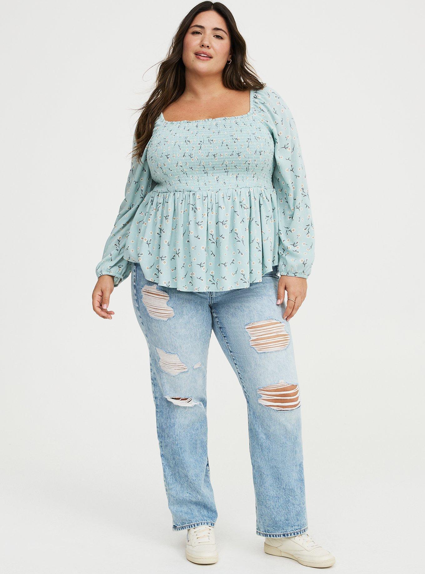 Embroidered Smocked Bodice Top