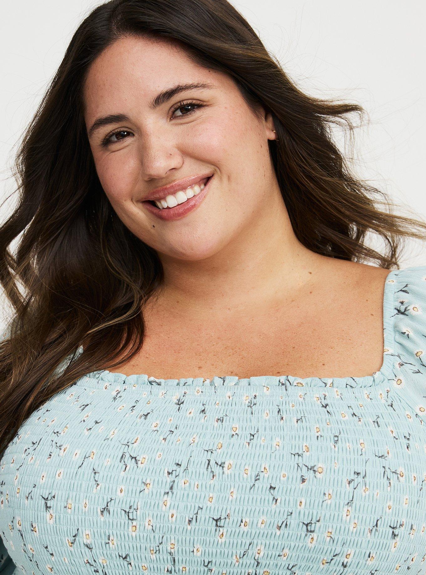 Embroidered Smocked Bodice Top, DAINTY DAISY FLORAL MINT, alternate