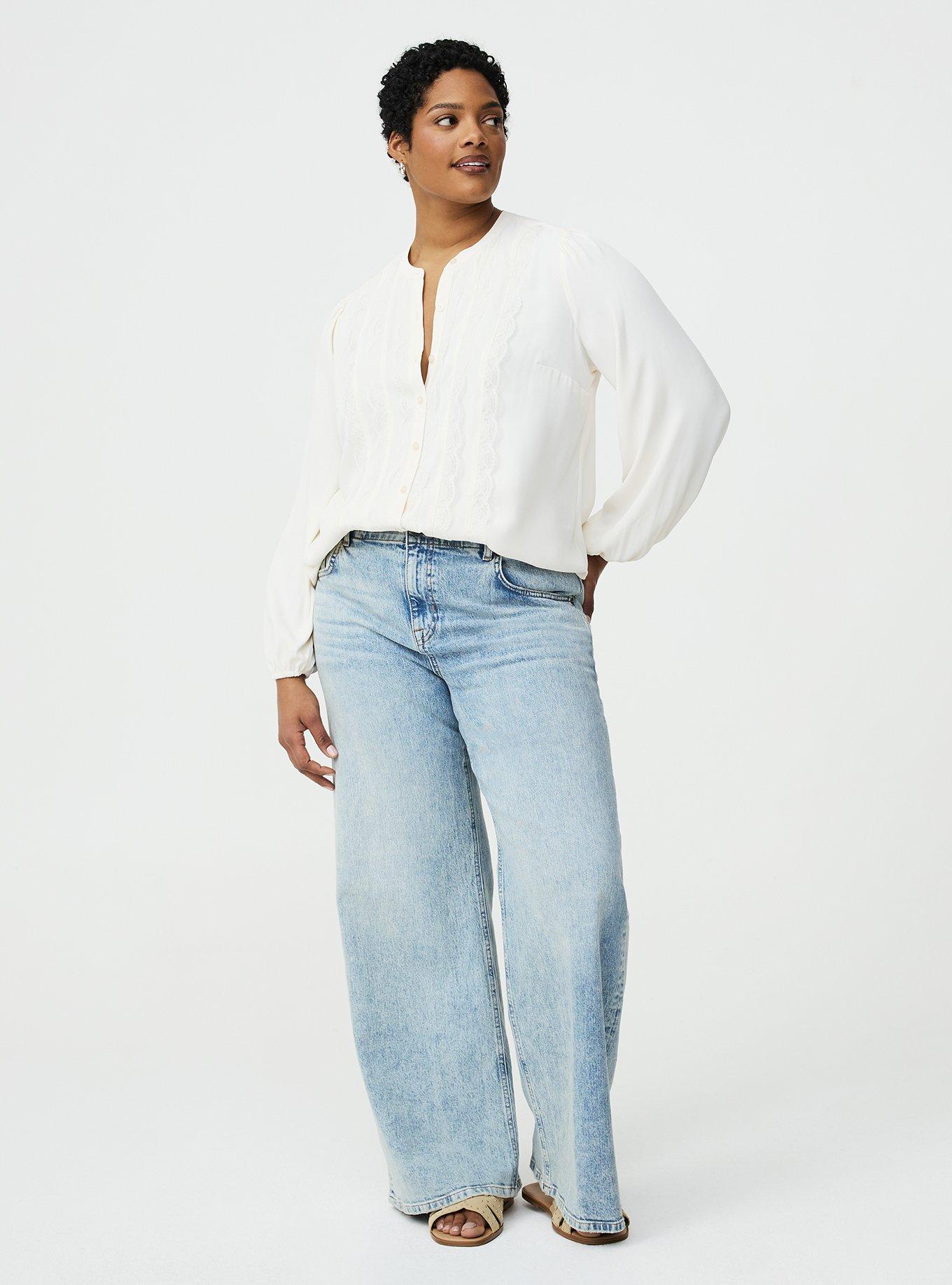 Georgette Lace Trim Blouse, WHISPER WHITE, alternate