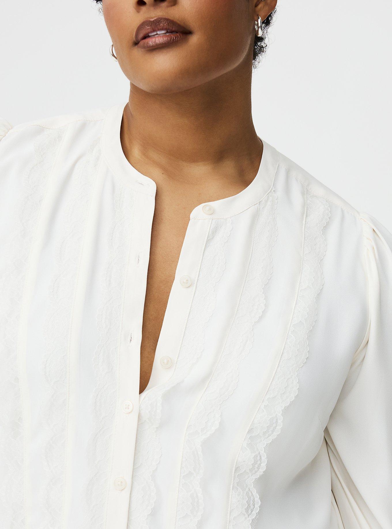 Georgette Lace Trim Blouse, WHISPER WHITE, alternate