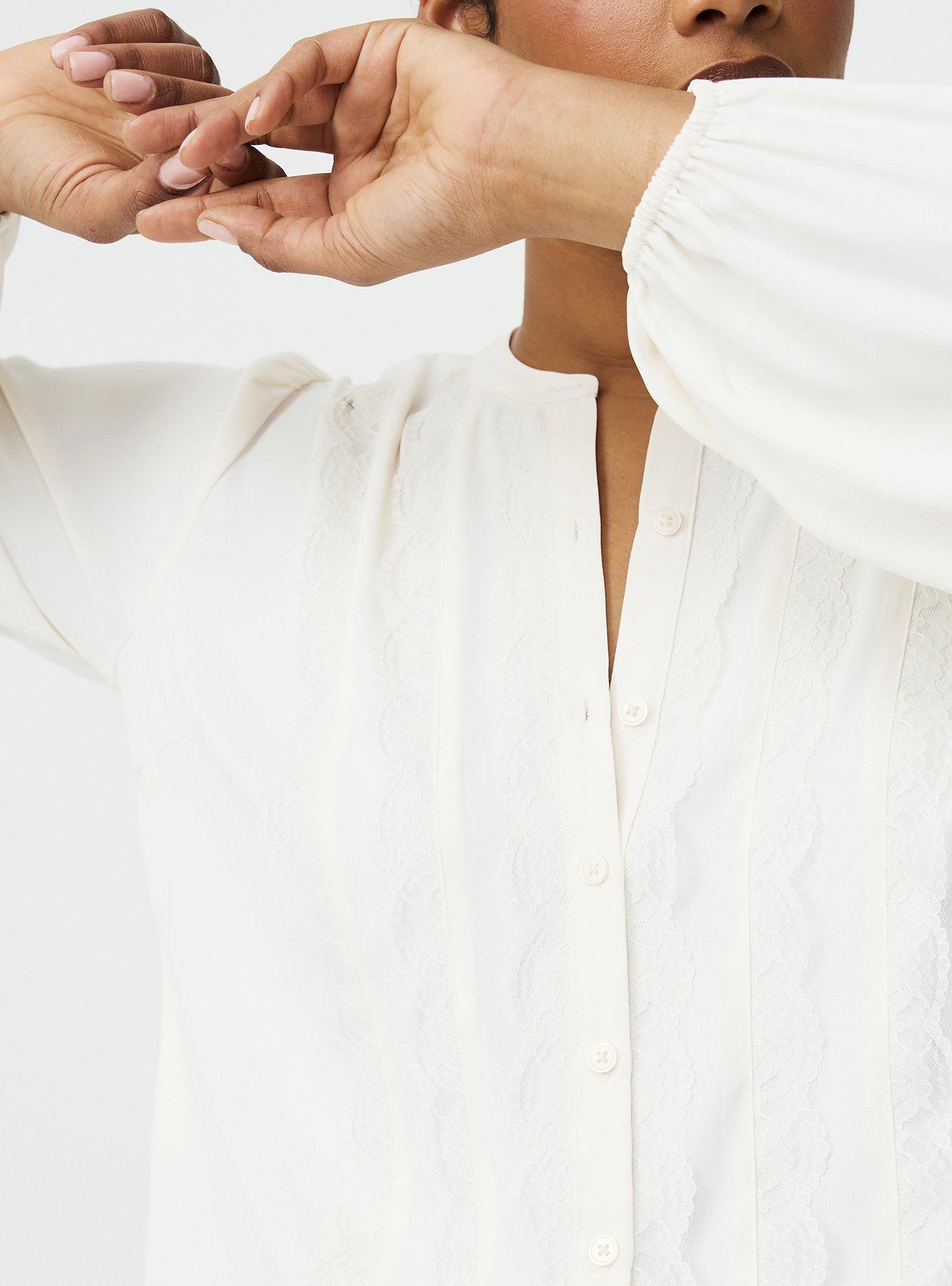 Georgette Lace Trim Blouse, WHISPER WHITE, alternate