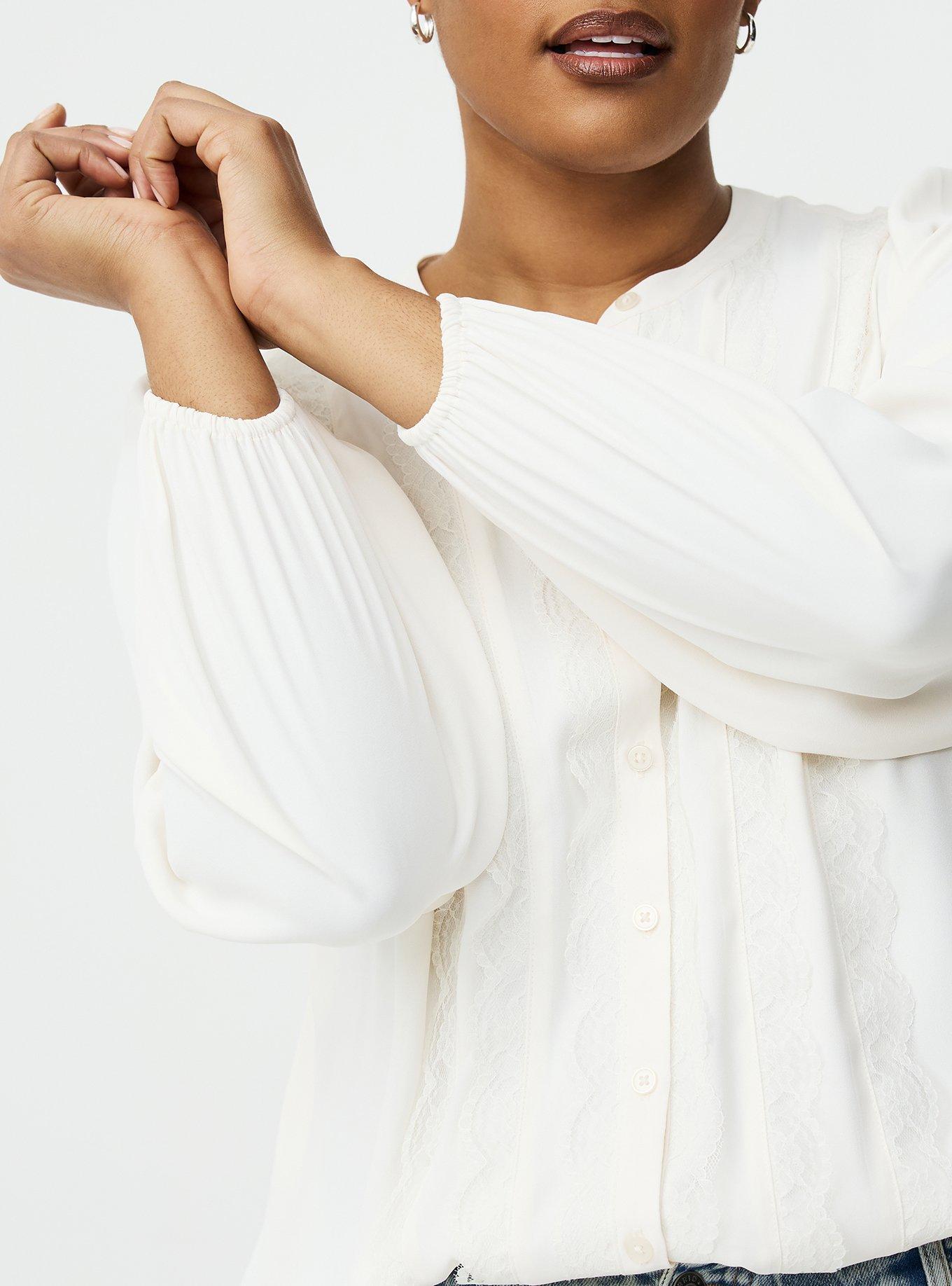 Georgette Lace Trim Blouse, WHISPER WHITE, alternate