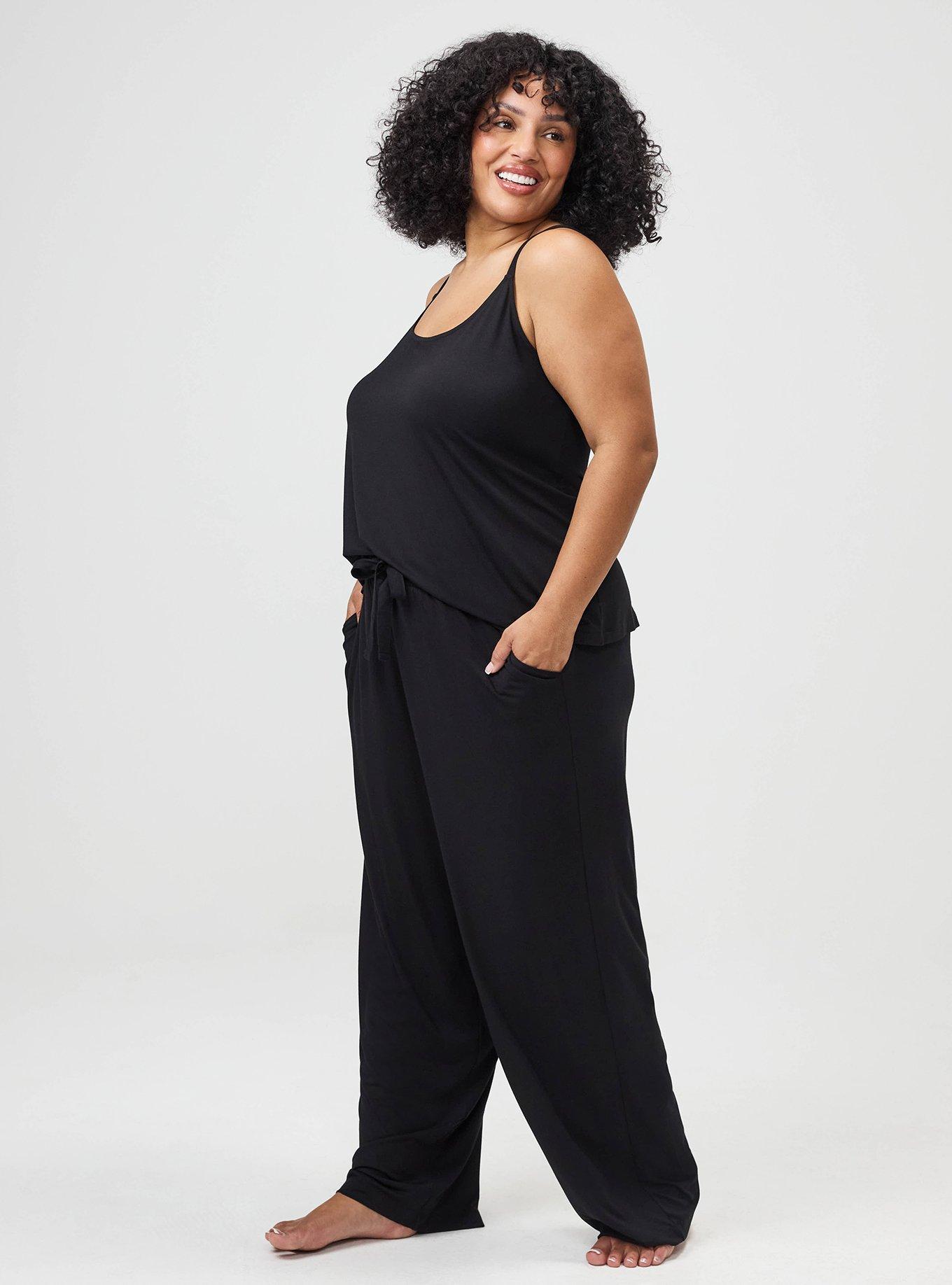Plus Size Slinky Jersey Sleep Pant, DEEP BLACK, alternate