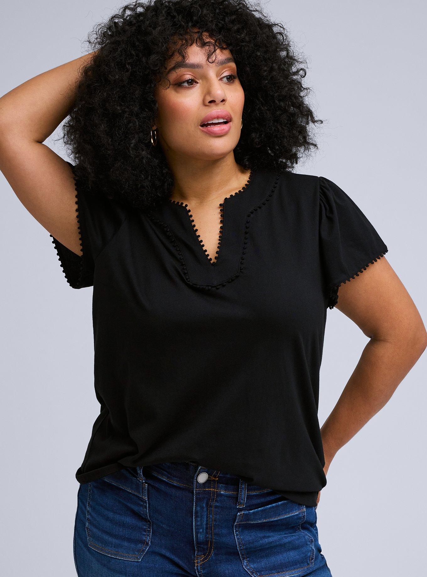 Belle Isle V-Neck Top, DEEP BLACK, alternate