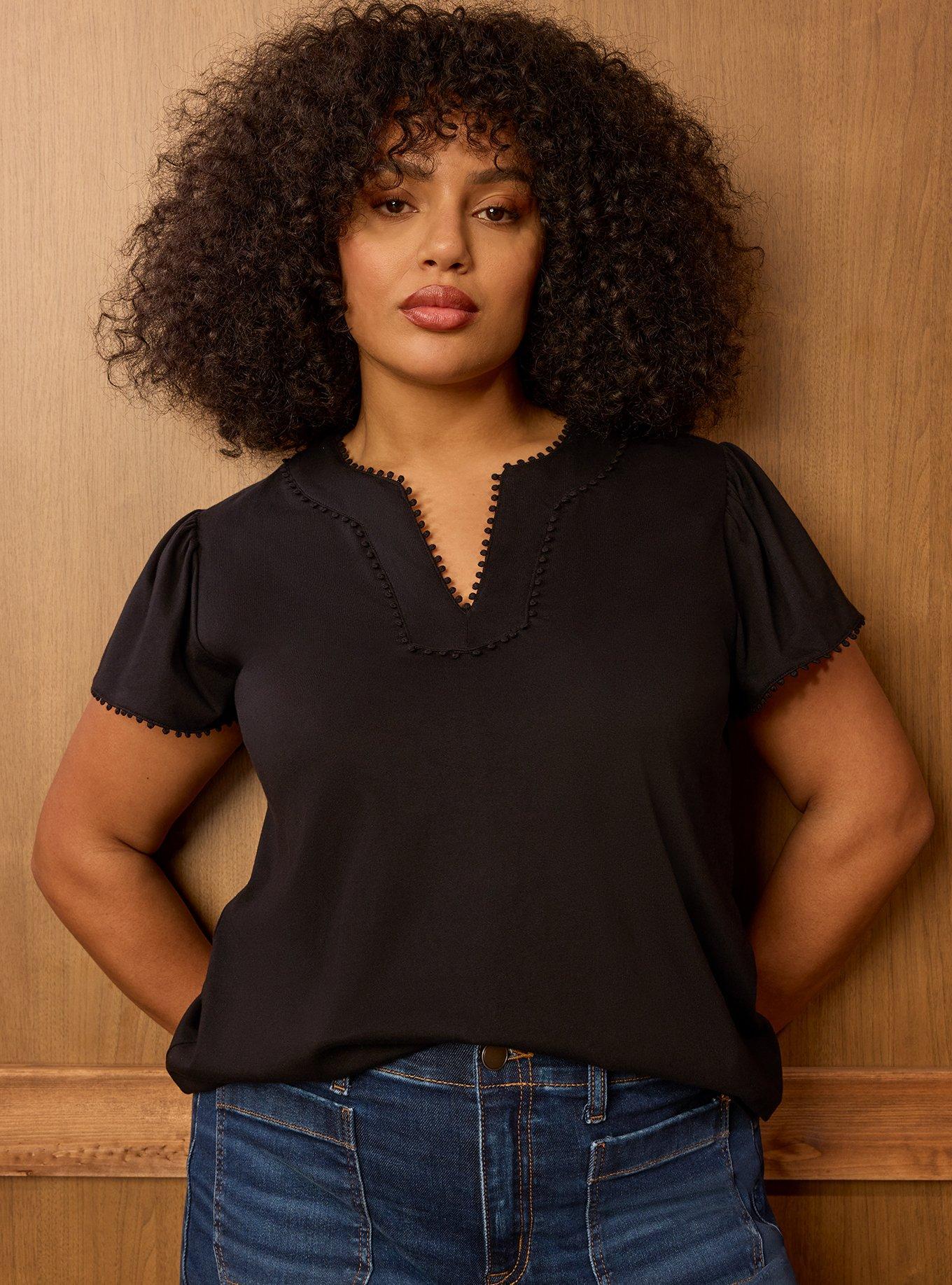 Belle Isle V-Neck Top, DEEP BLACK, alternate