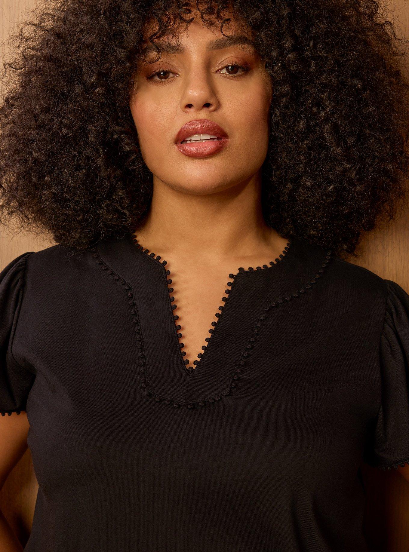 Belle Isle V-Neck Top, DEEP BLACK, alternate