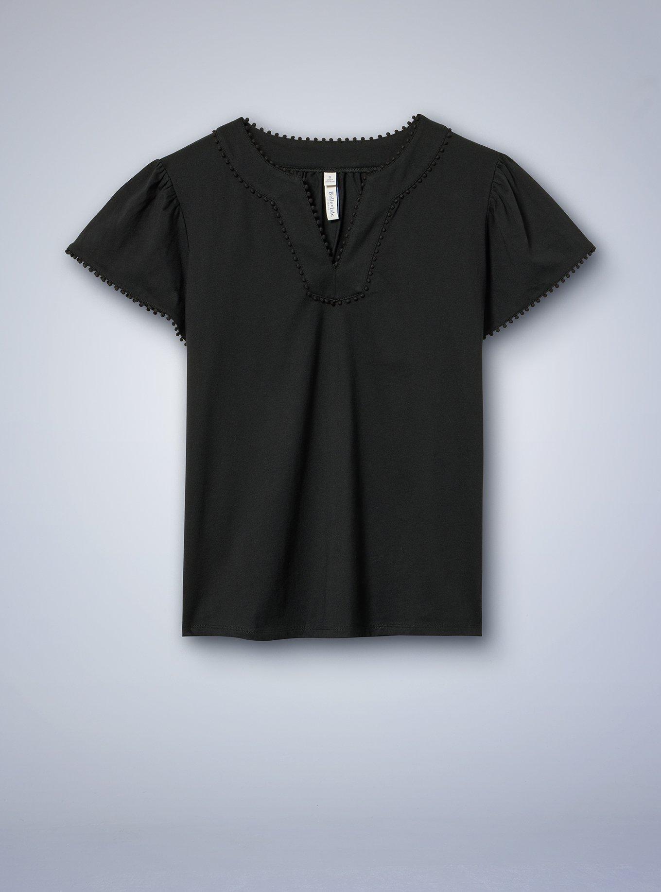 Belle Isle V-Neck Top, DEEP BLACK, hi-res