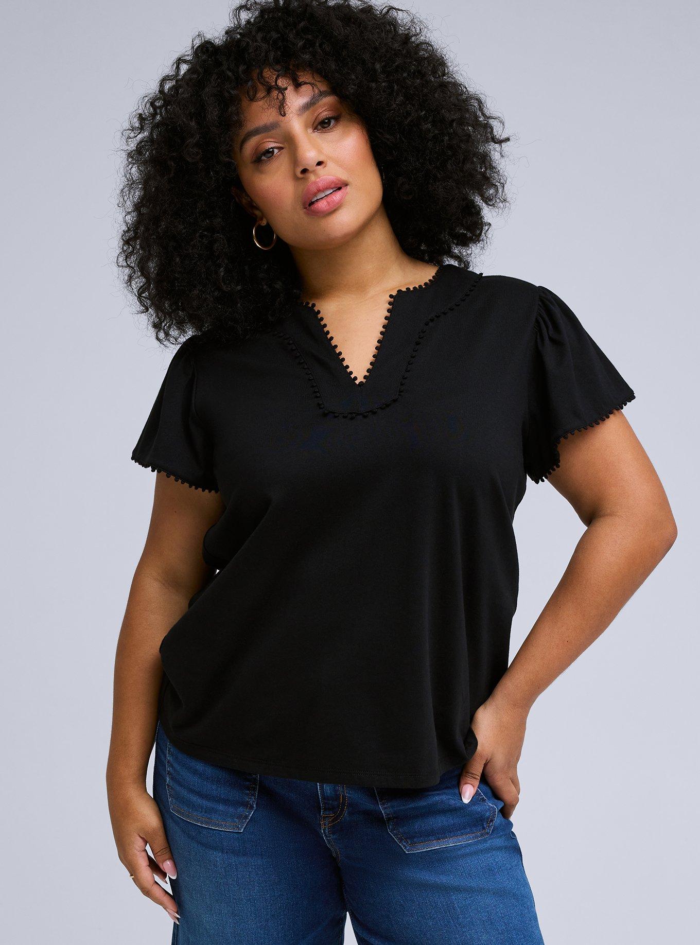 Belle Isle V-Neck Top, DEEP BLACK, hi-res