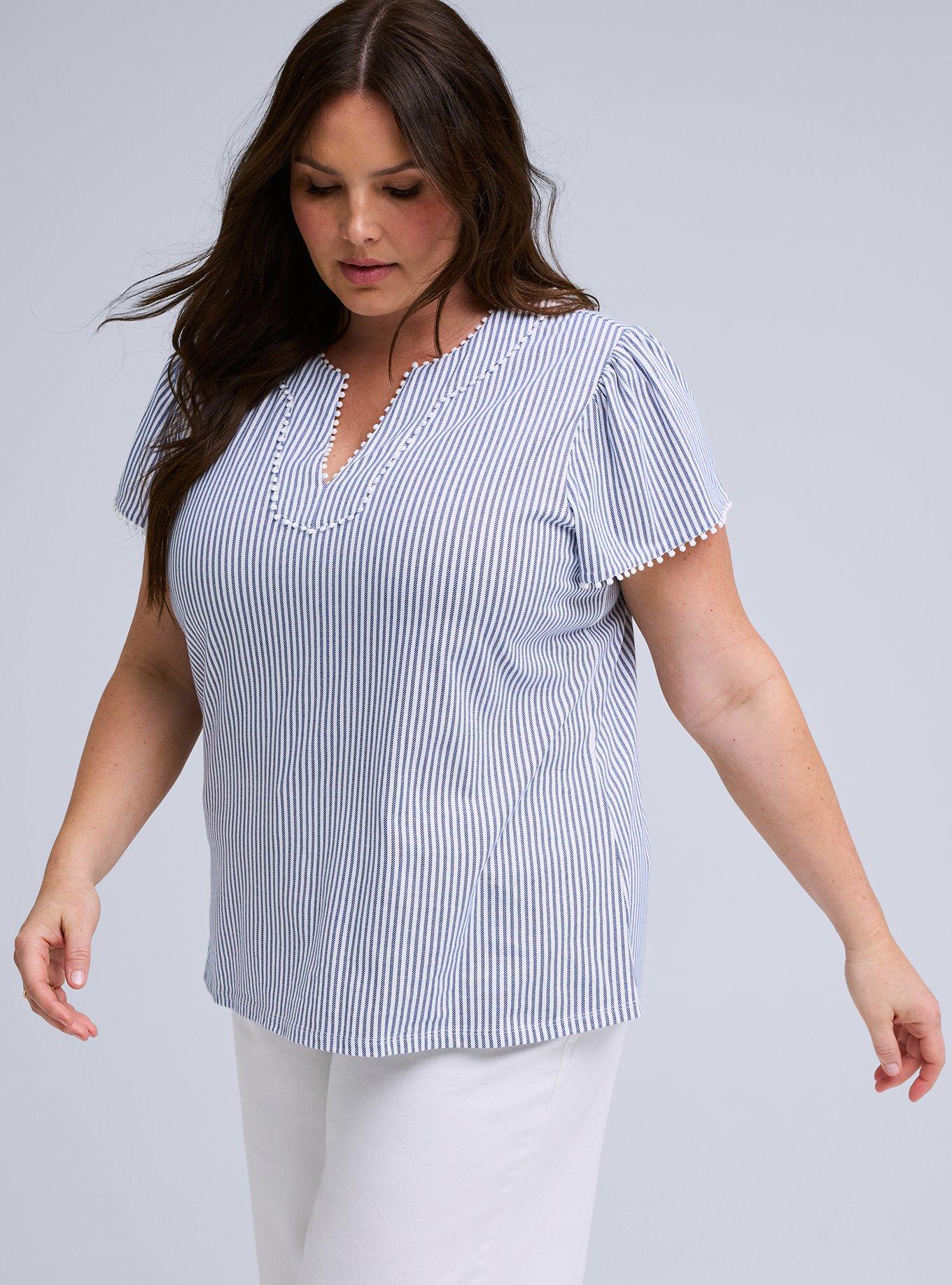 Belle Isle V-Neck Top, SEDONA STRIPE BLUE, hi-res