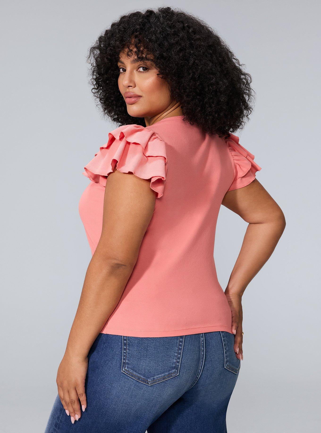 Belle Isle Ruffle Sleeve Knit Top, LANTANA, alternate
