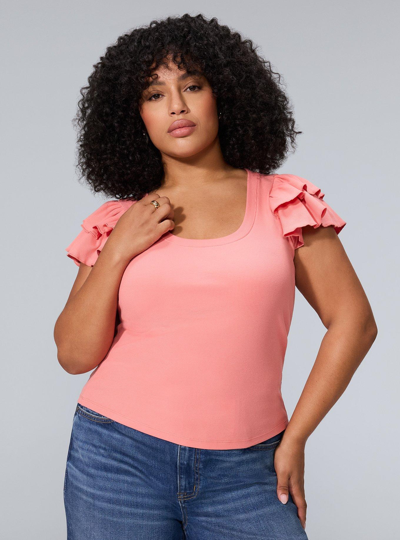 Belle Isle Ruffle Sleeve Knit Top, LANTANA, hi-res