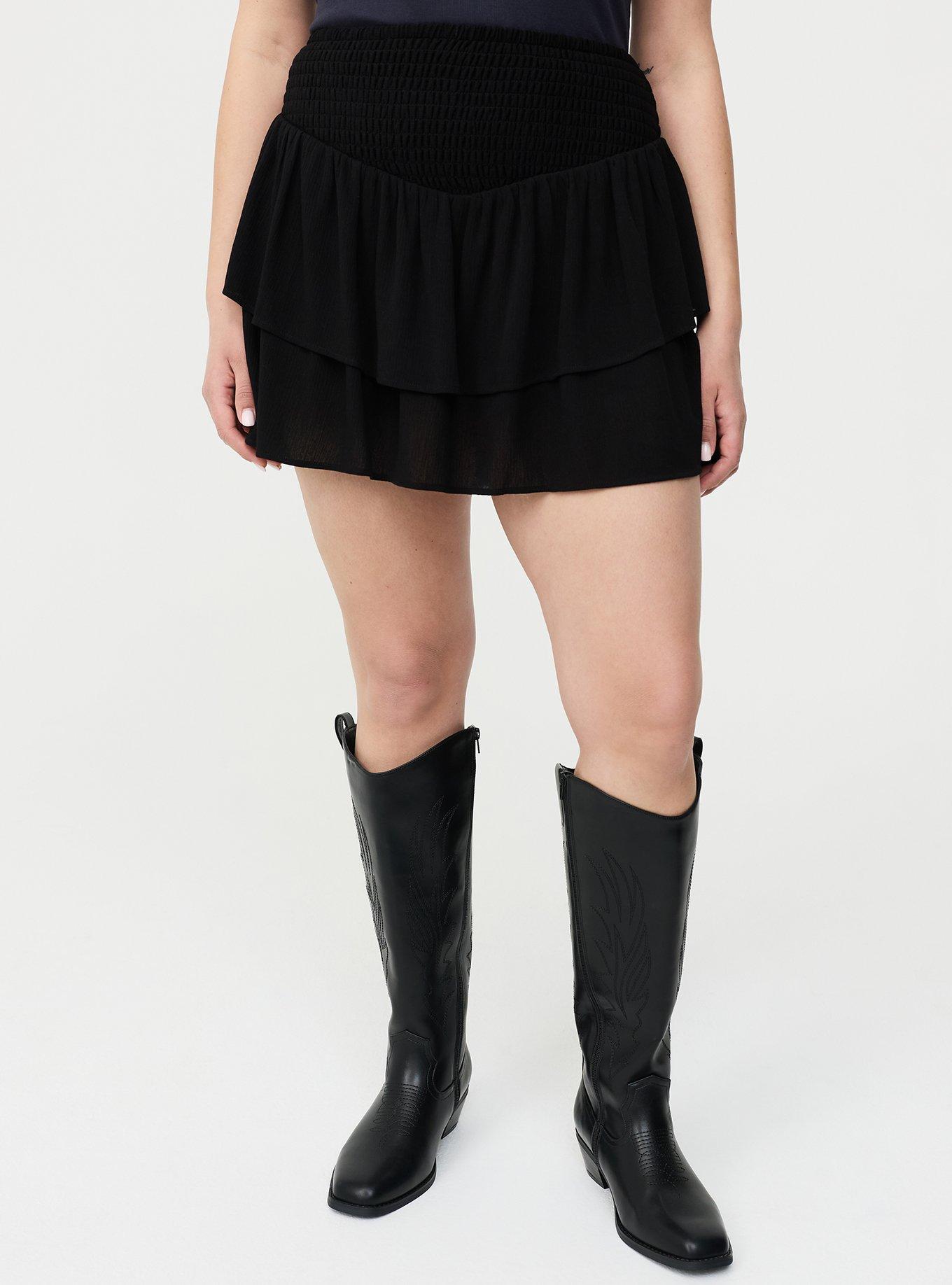 Pull-On Ruffle Skort, DEEP BLACK, alternate