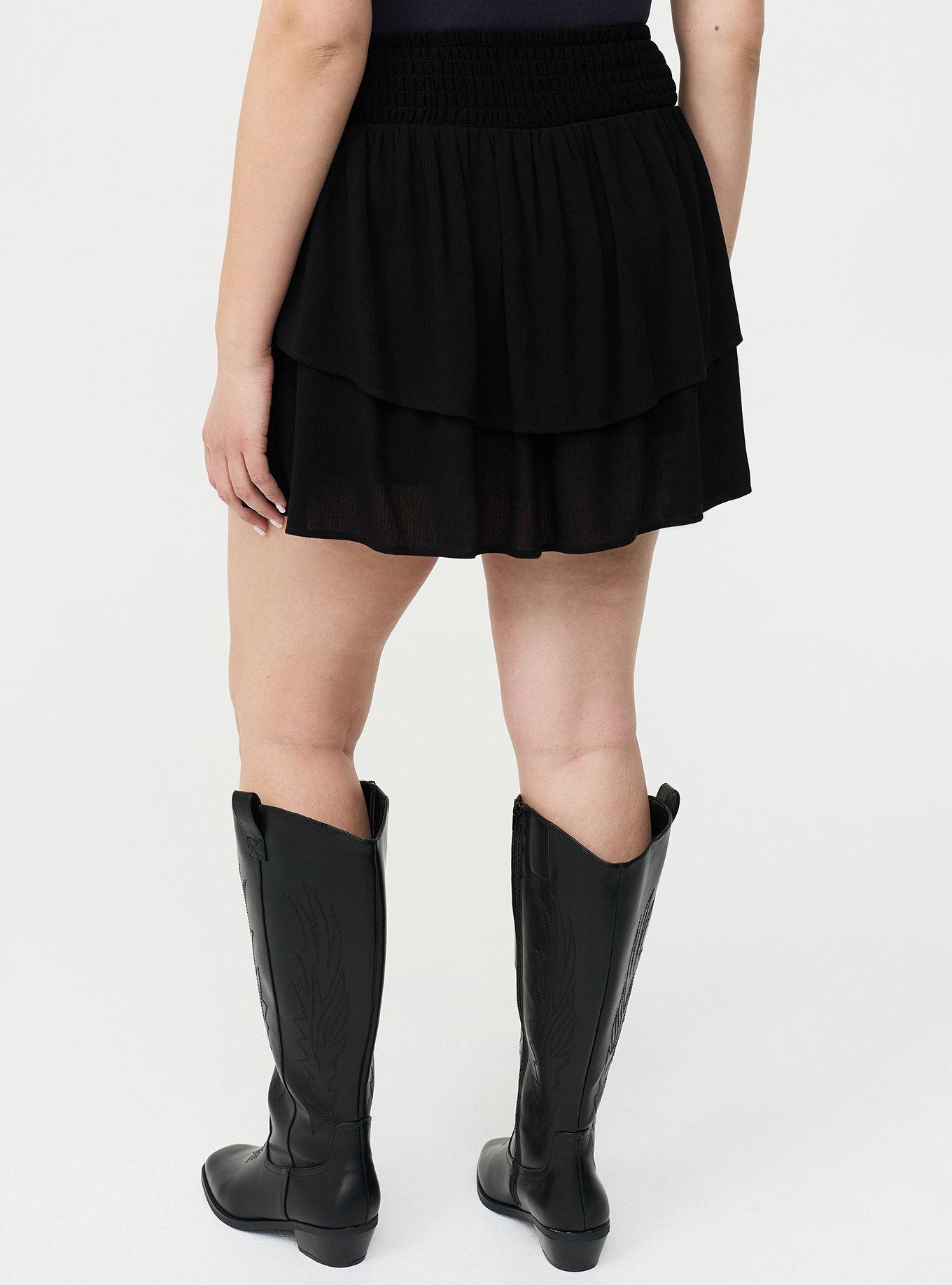 Pull-On Ruffle Skort, DEEP BLACK, alternate