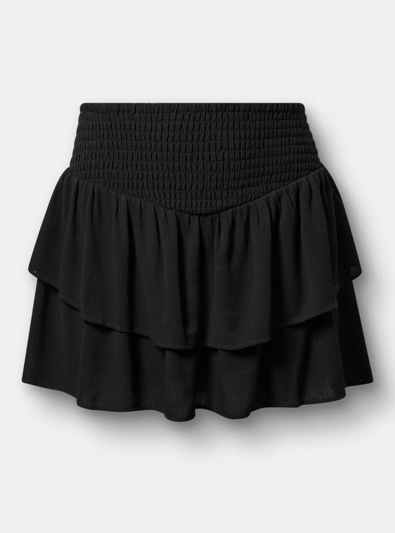 Pull-On Ruffle Skort, DEEP BLACK, hi-res