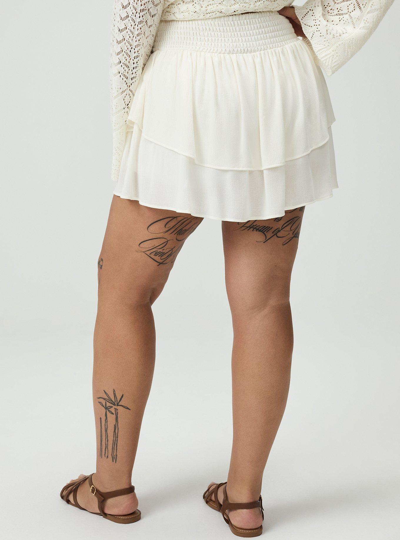 Pull-On High-Rise Ruffle Skort, WHISPER WHITE, alternate