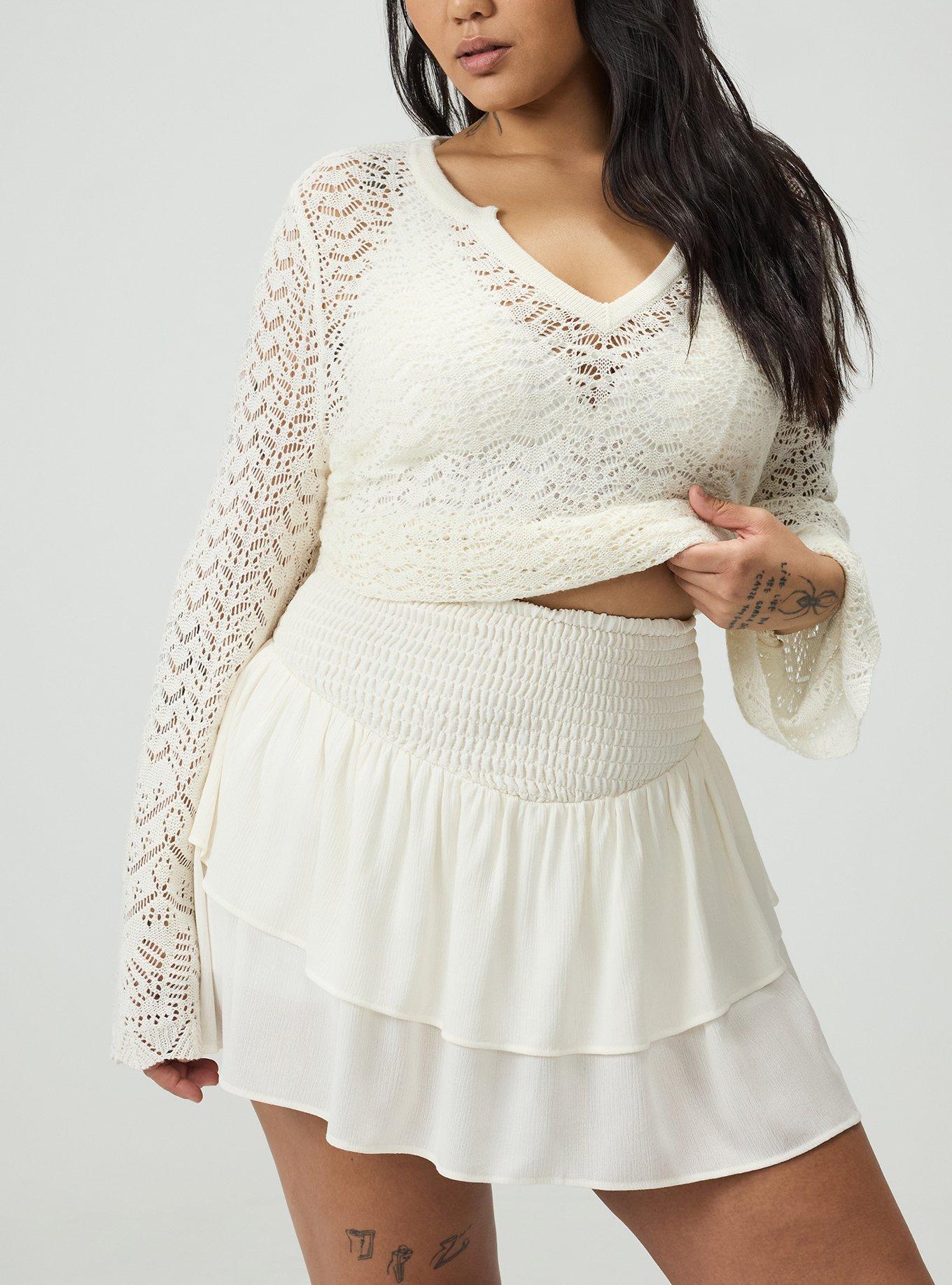 Pull-On High-Rise Ruffle Skort, WHISPER WHITE, alternate