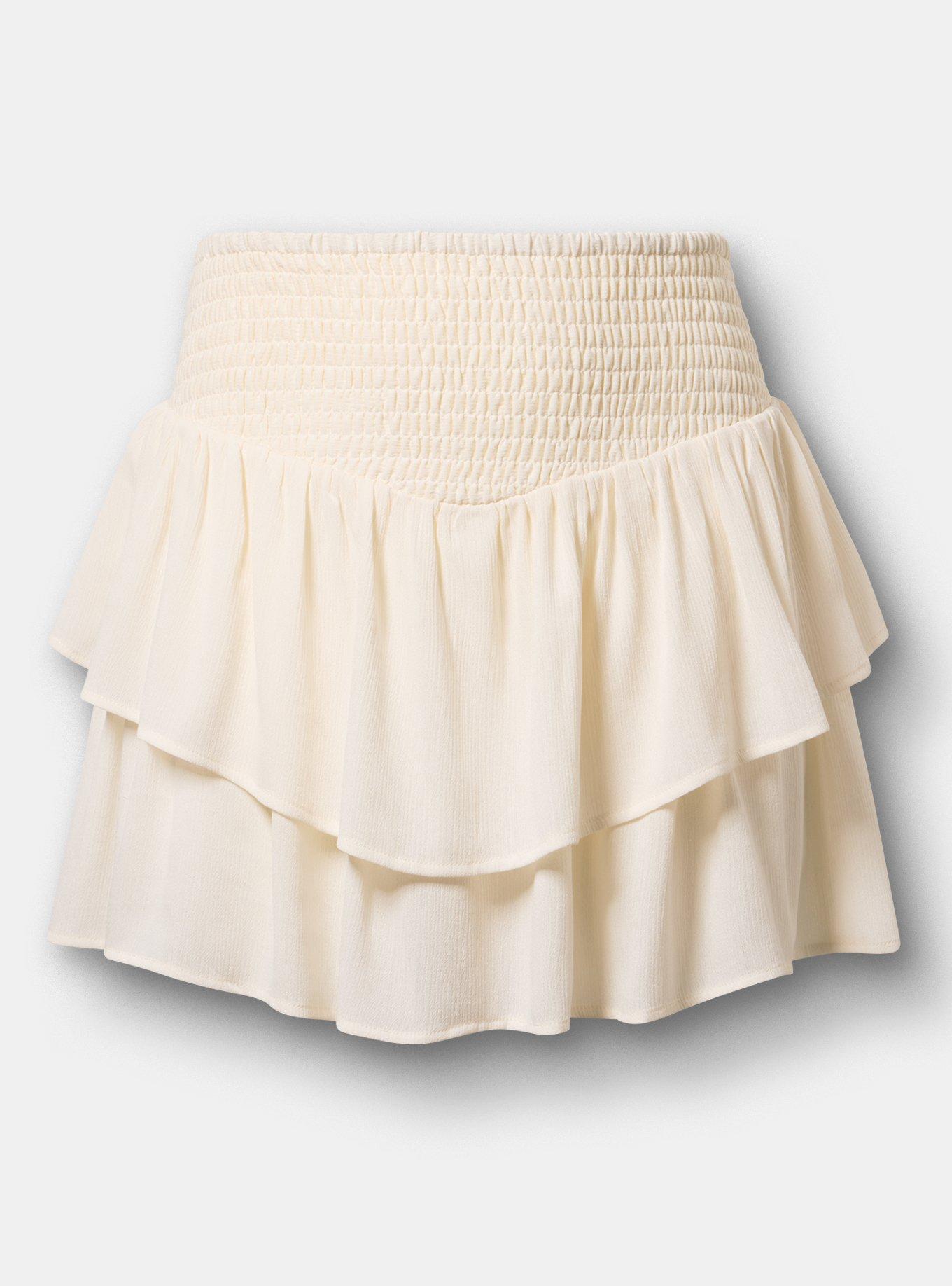 Pull-On High-Rise Ruffle Skort, WHISPER WHITE, hi-res