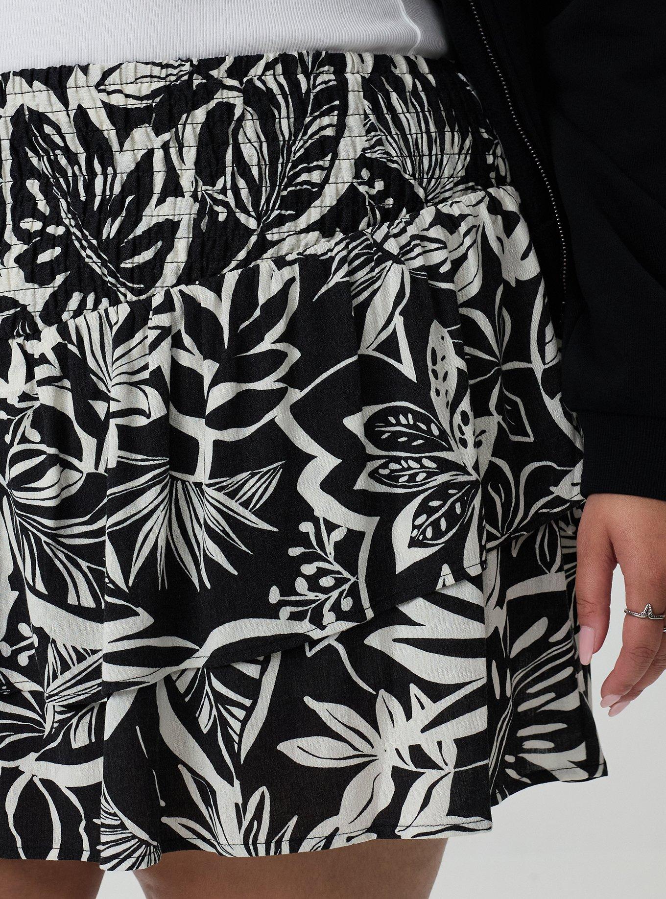 Pull-On High-Rise Ruffle Skort, PARADISE FOLIAGE BLACK, alternate