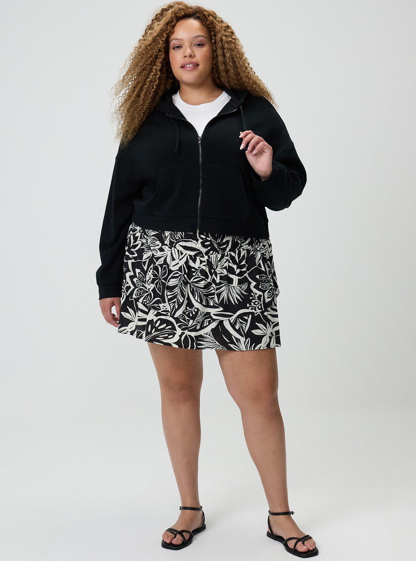 Pull-On High-Rise Ruffle Skort, PARADISE FOLIAGE BLACK, hi-res