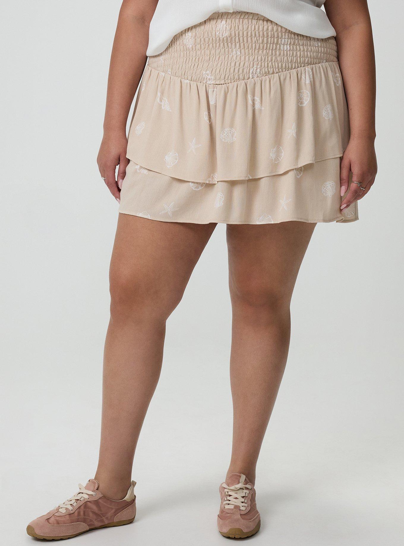 Pull-On High-Rise Ruffle Skort, SOLEI SHELLS TAN, alternate