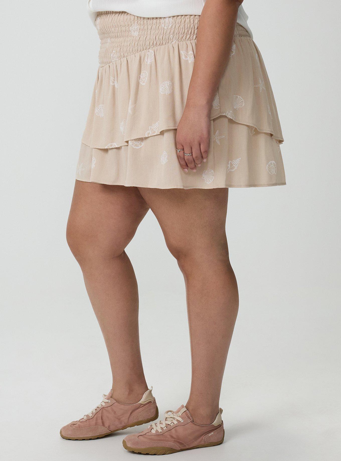 Pull-On High-Rise Ruffle Skort, SOLEI SHELLS TAN, alternate