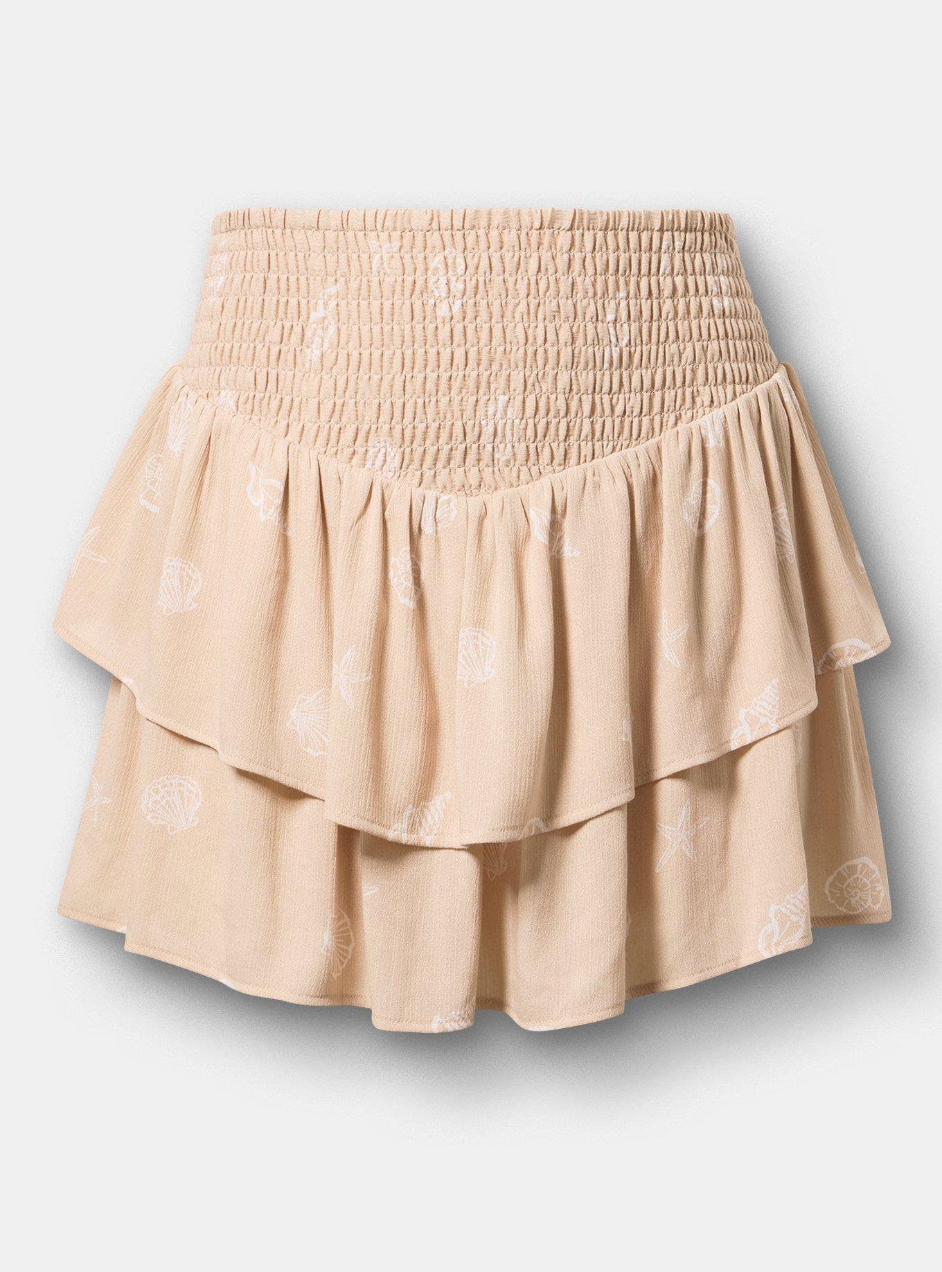 Pull-On High-Rise Ruffle Skort, SOLEI SHELLS TAN, hi-res