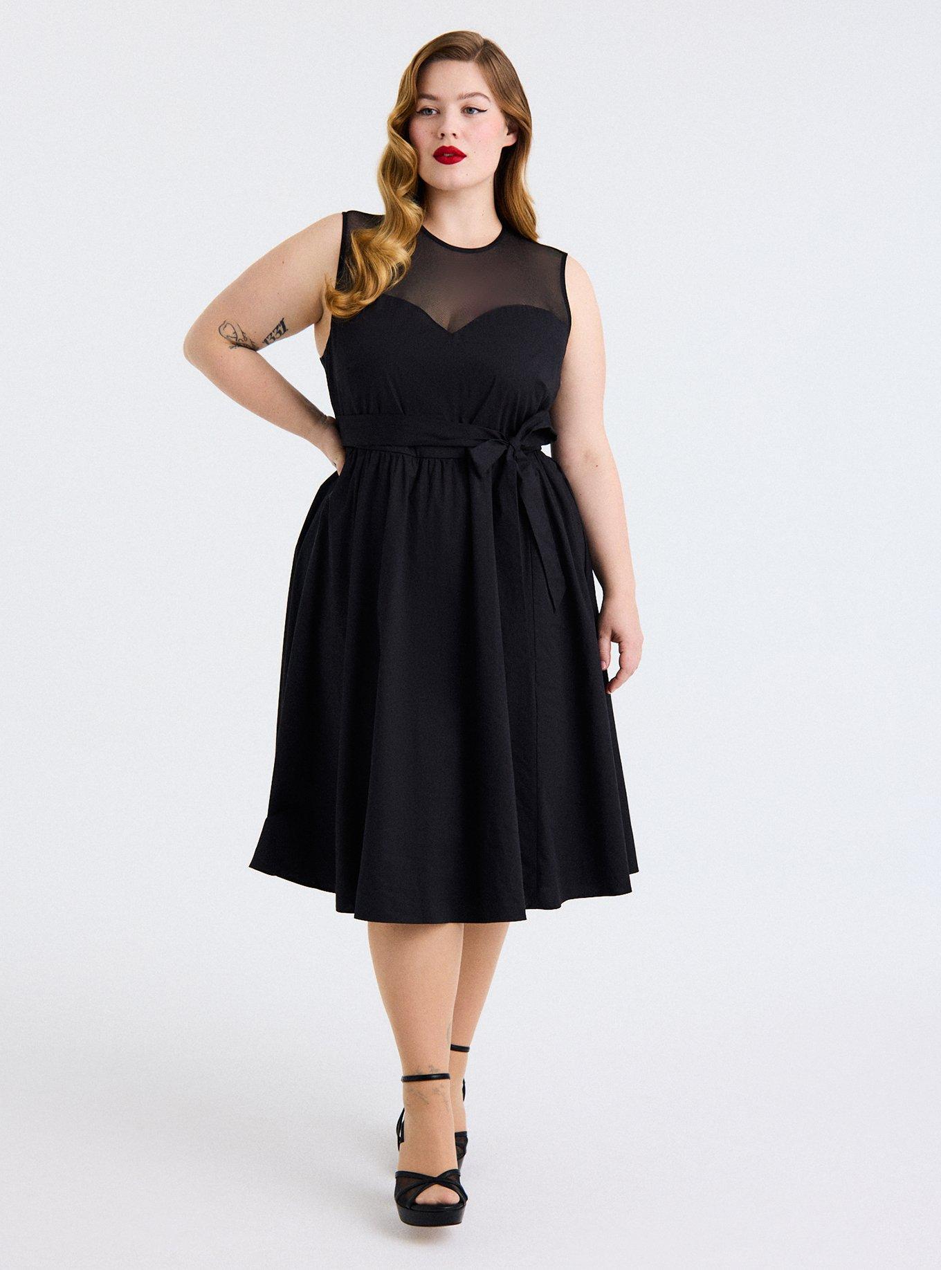 Retro Chic Mesh Sweetheart Dress, DEEP BLACK, alternate