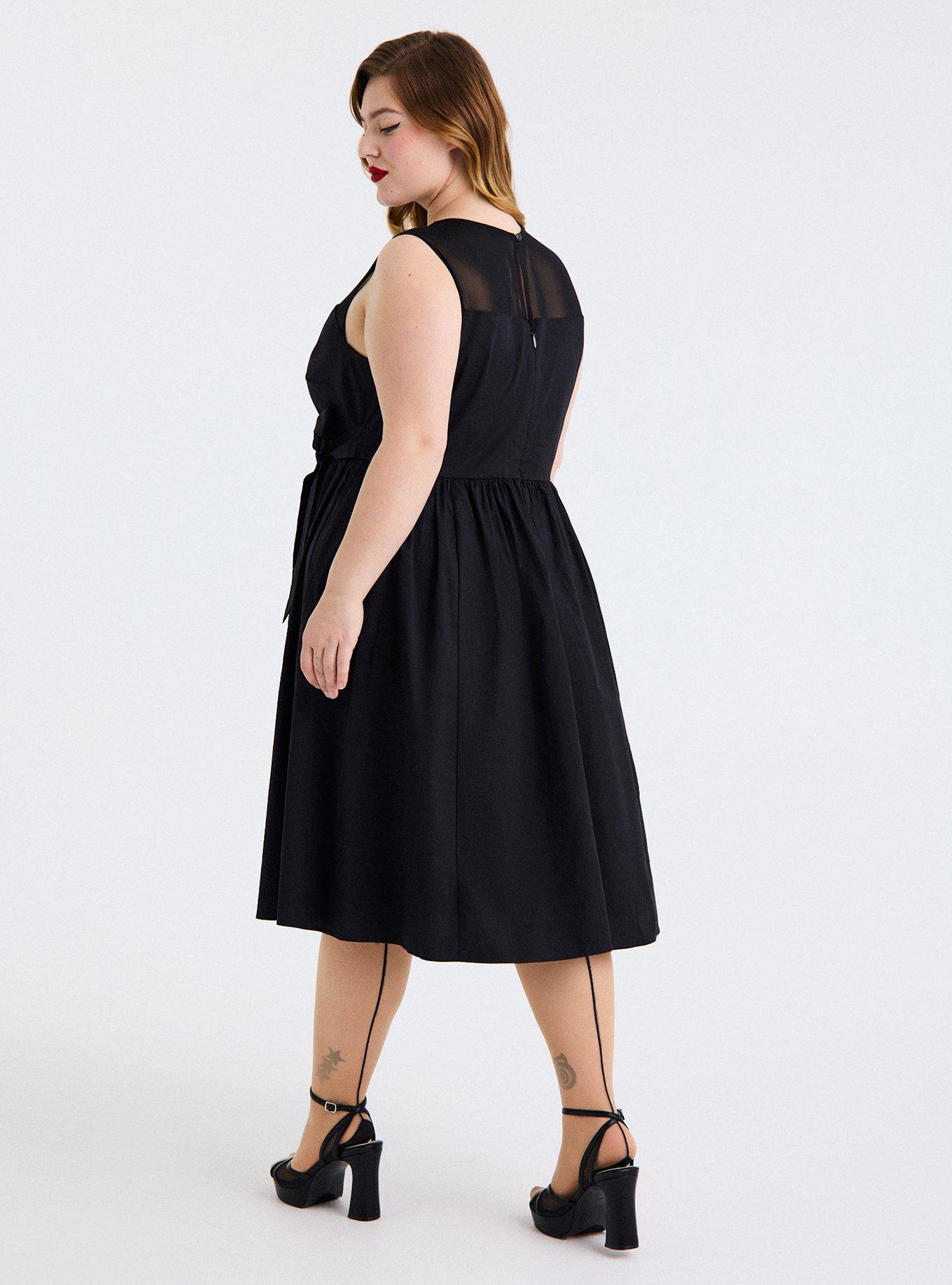 Retro Chic Mesh Sweetheart Dress, DEEP BLACK, alternate