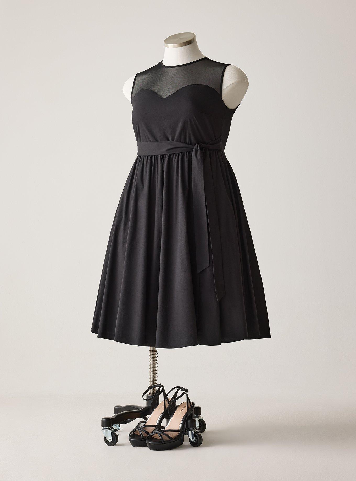 Retro Chic Mesh Sweetheart Dress, DEEP BLACK, hi-res