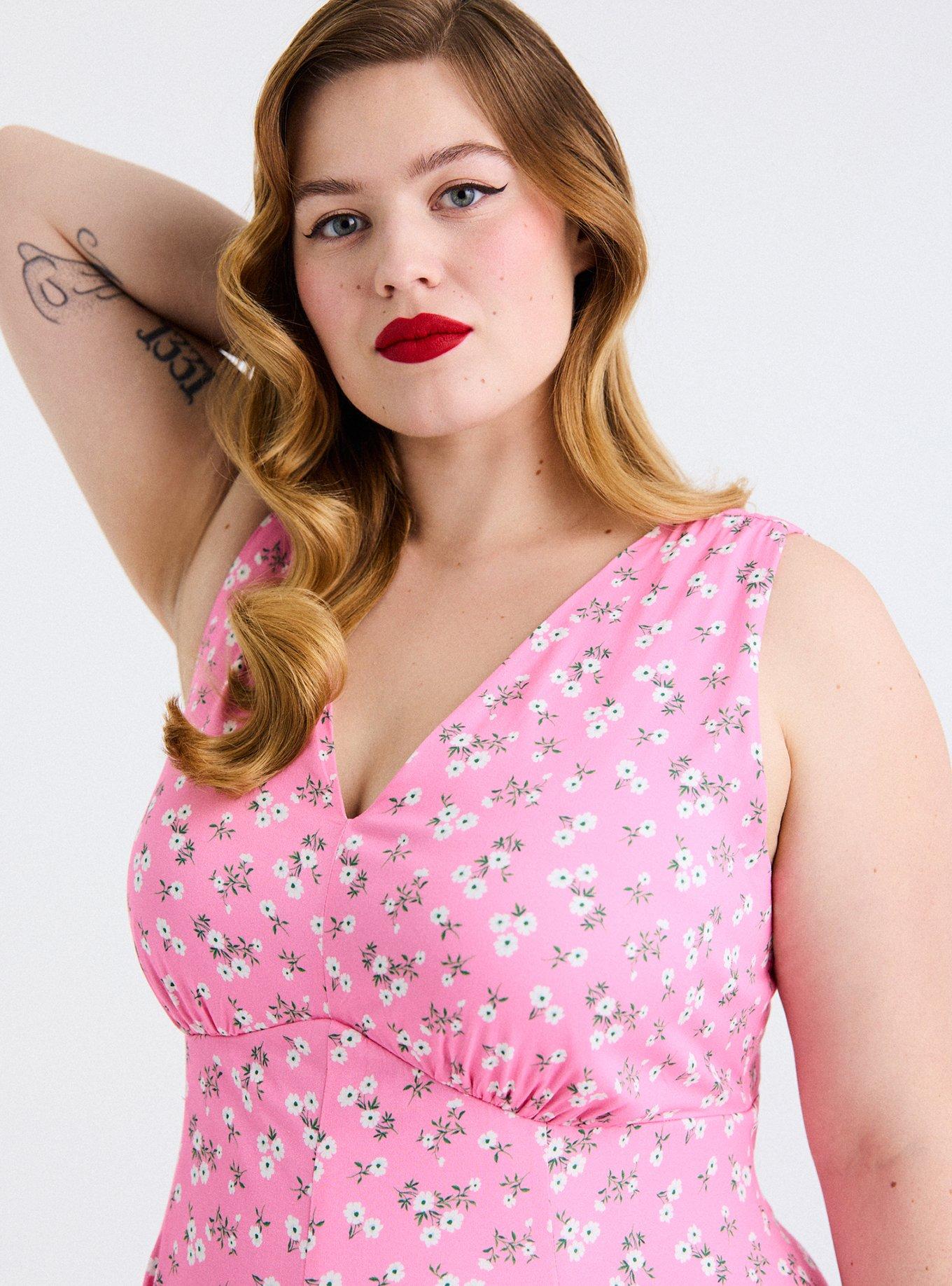 Retro Chic V-Neck Romper, HILLS FLORALS PINK, alternate