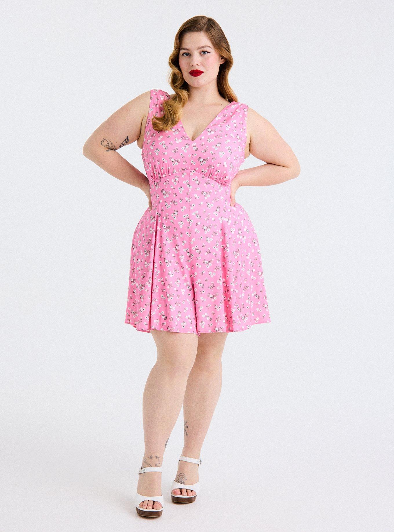 Retro Chic V-Neck Romper, HILLS FLORALS PINK, alternate