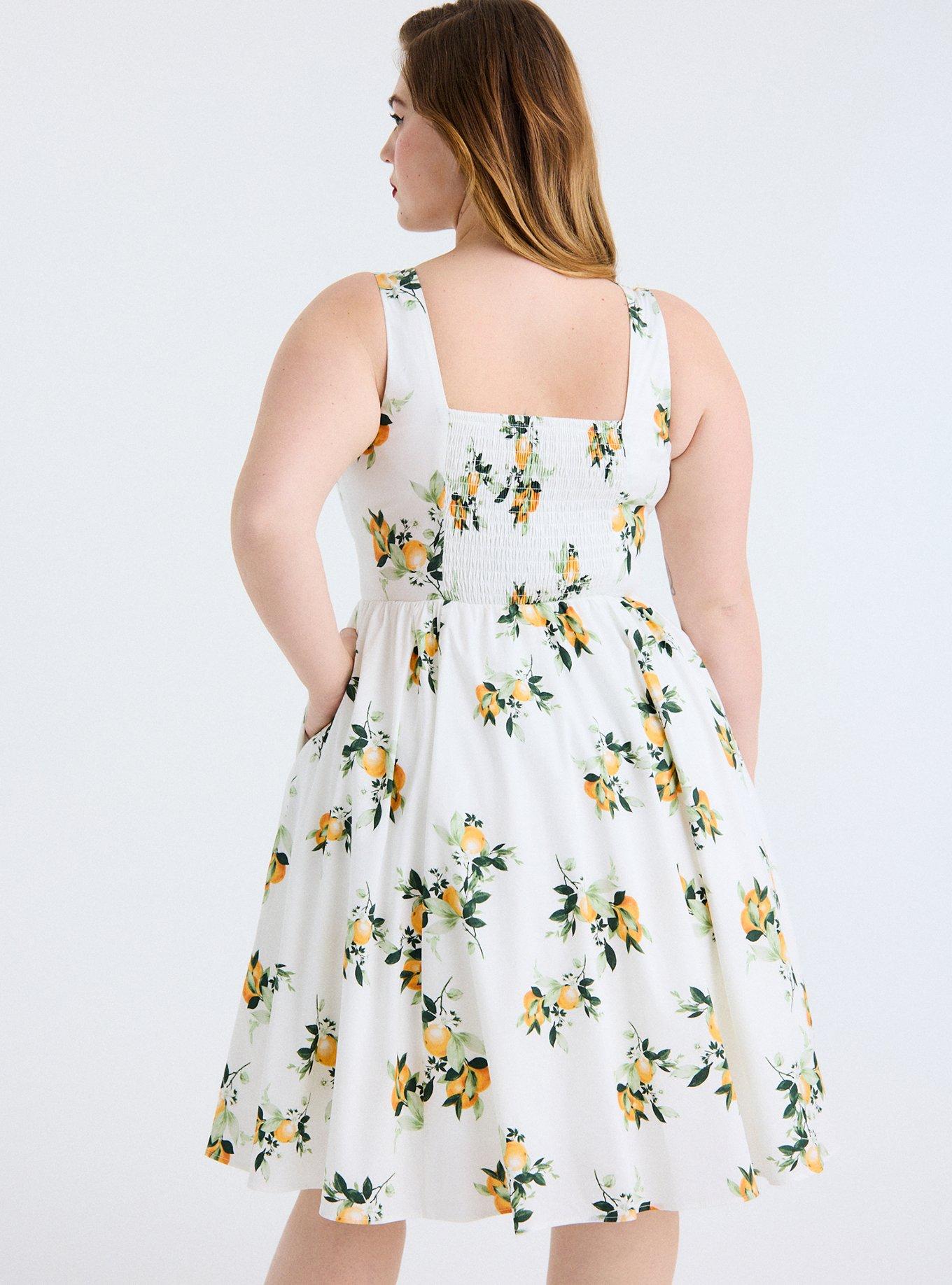 Retro Chic Belted Swing  Midi Dress, TANG WHITE, alternate