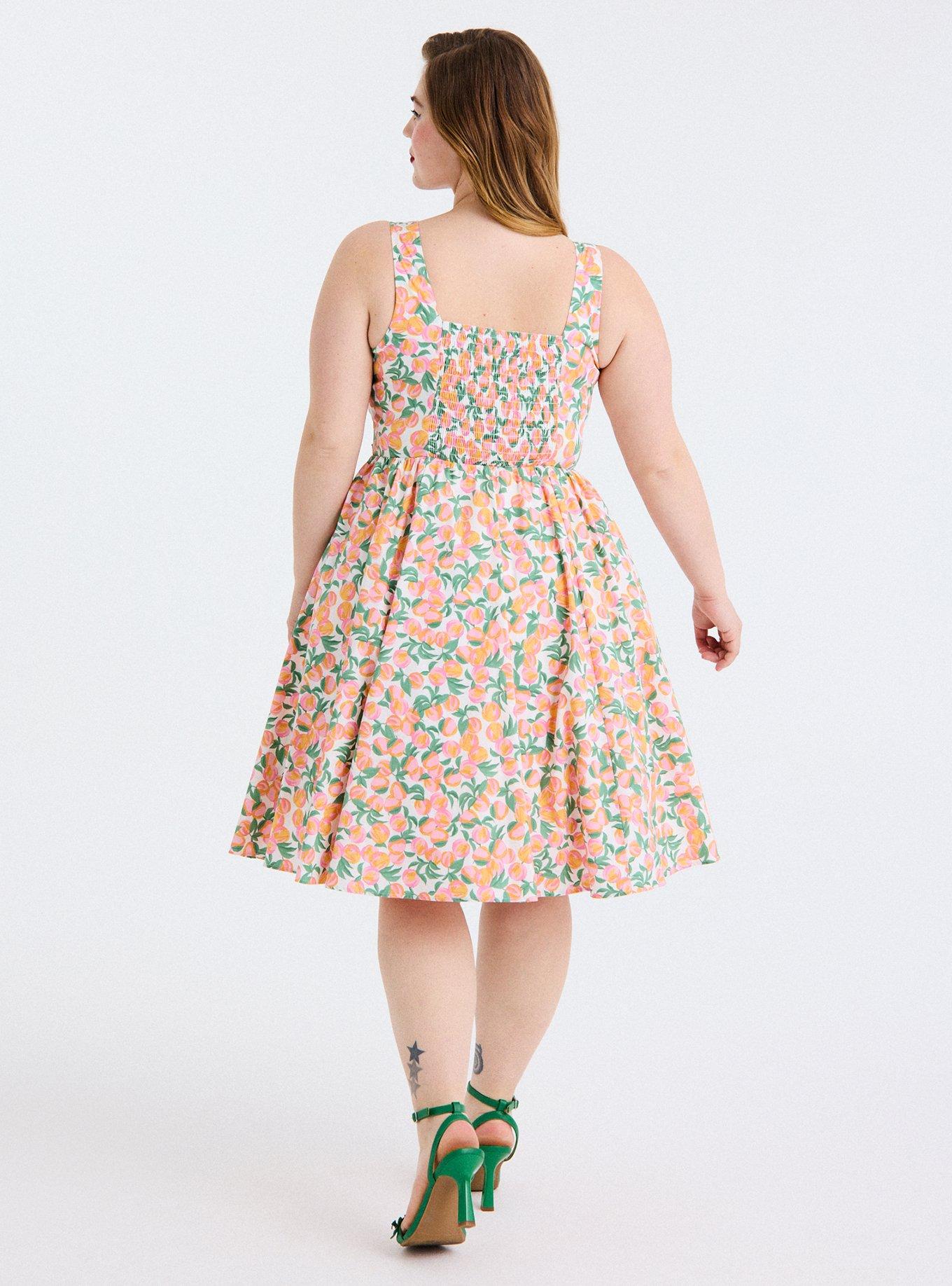 Retro Chic Belted Swing  Midi Dress, GEORGIA PEACHES MULTI, alternate