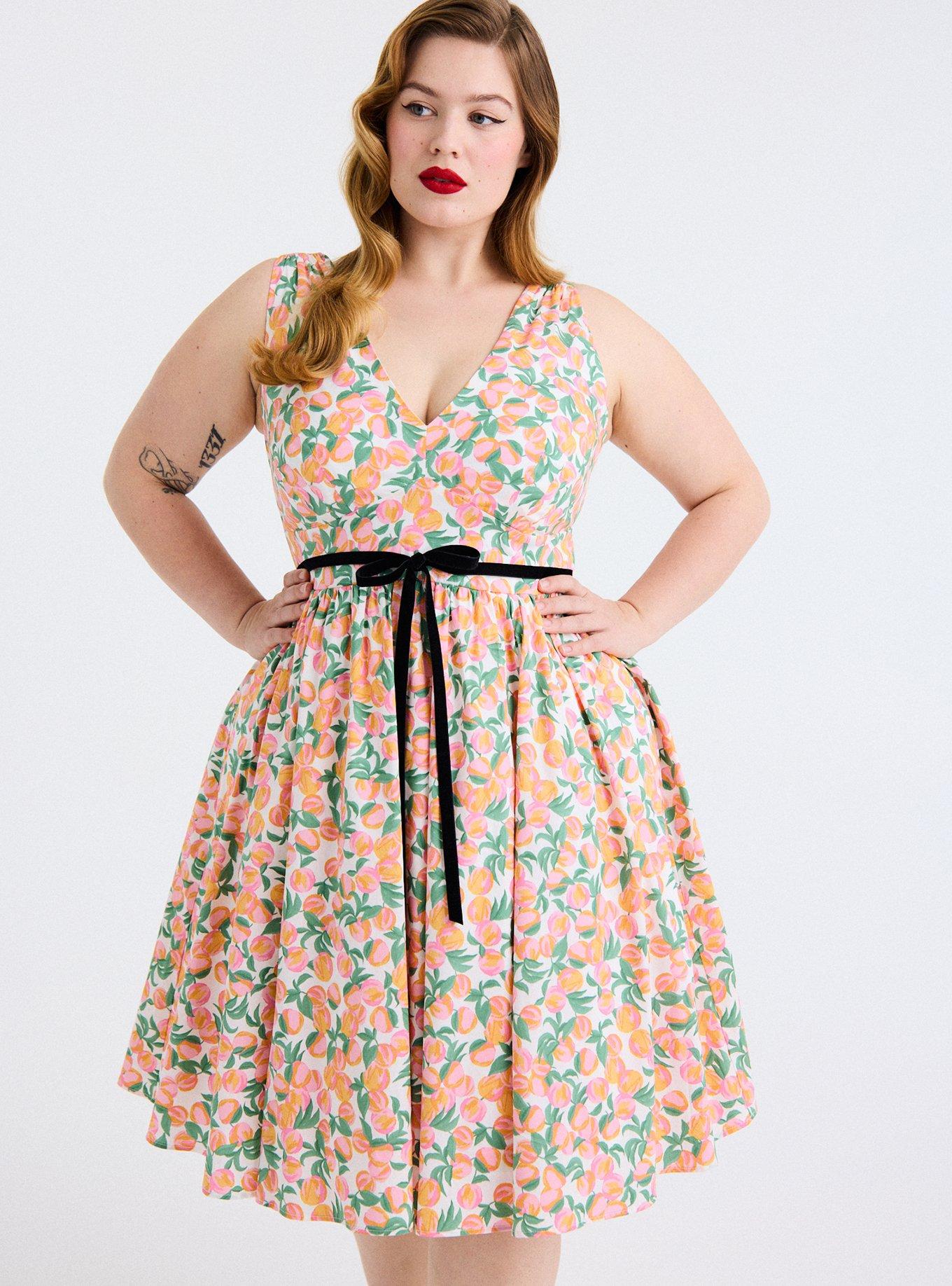 Retro Chic Belted Swing  Midi Dress, GEORGIA PEACHES MULTI, alternate