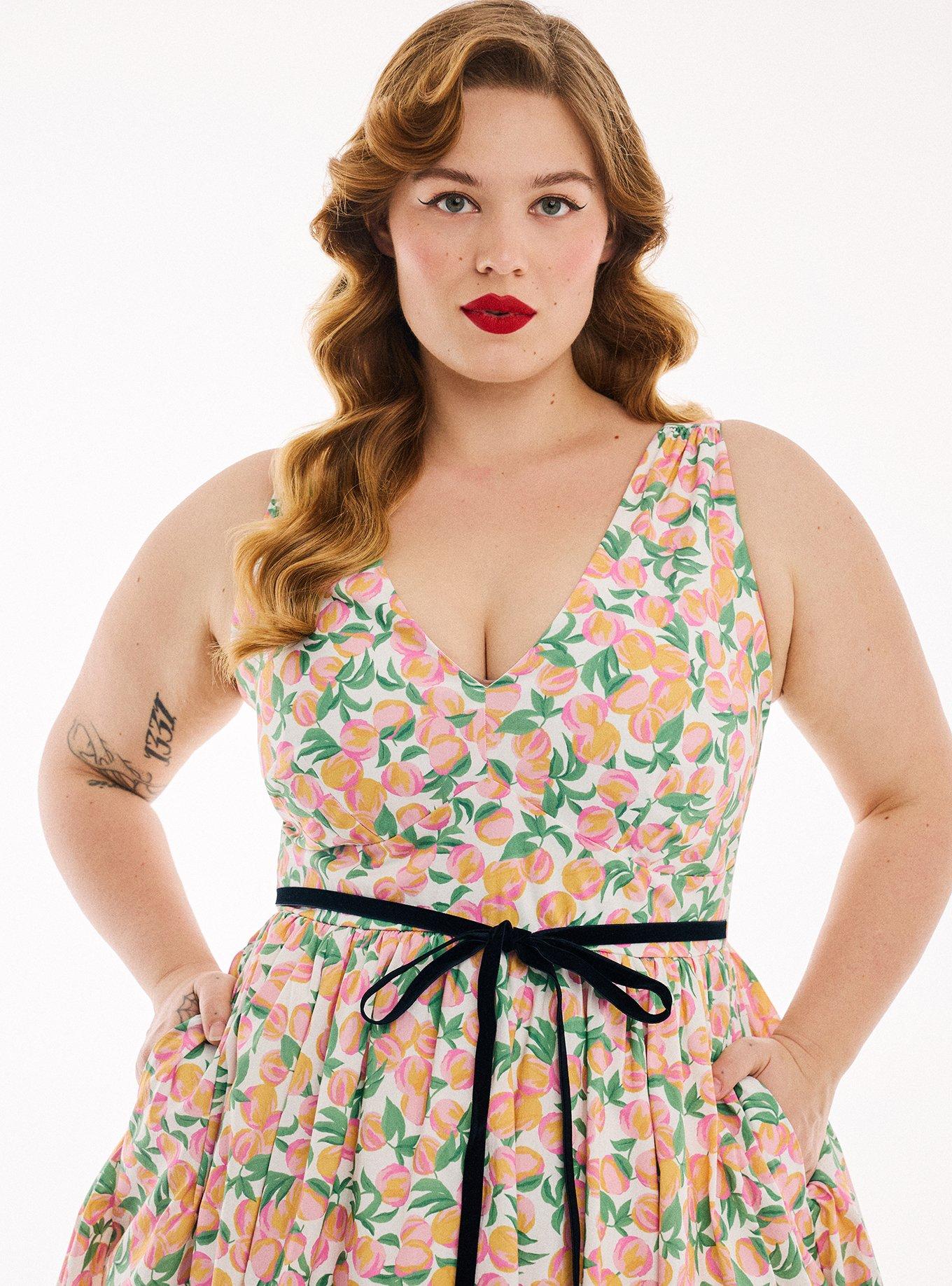 Retro Chic Belted Swing  Midi Dress, GEORGIA PEACHES MULTI, alternate