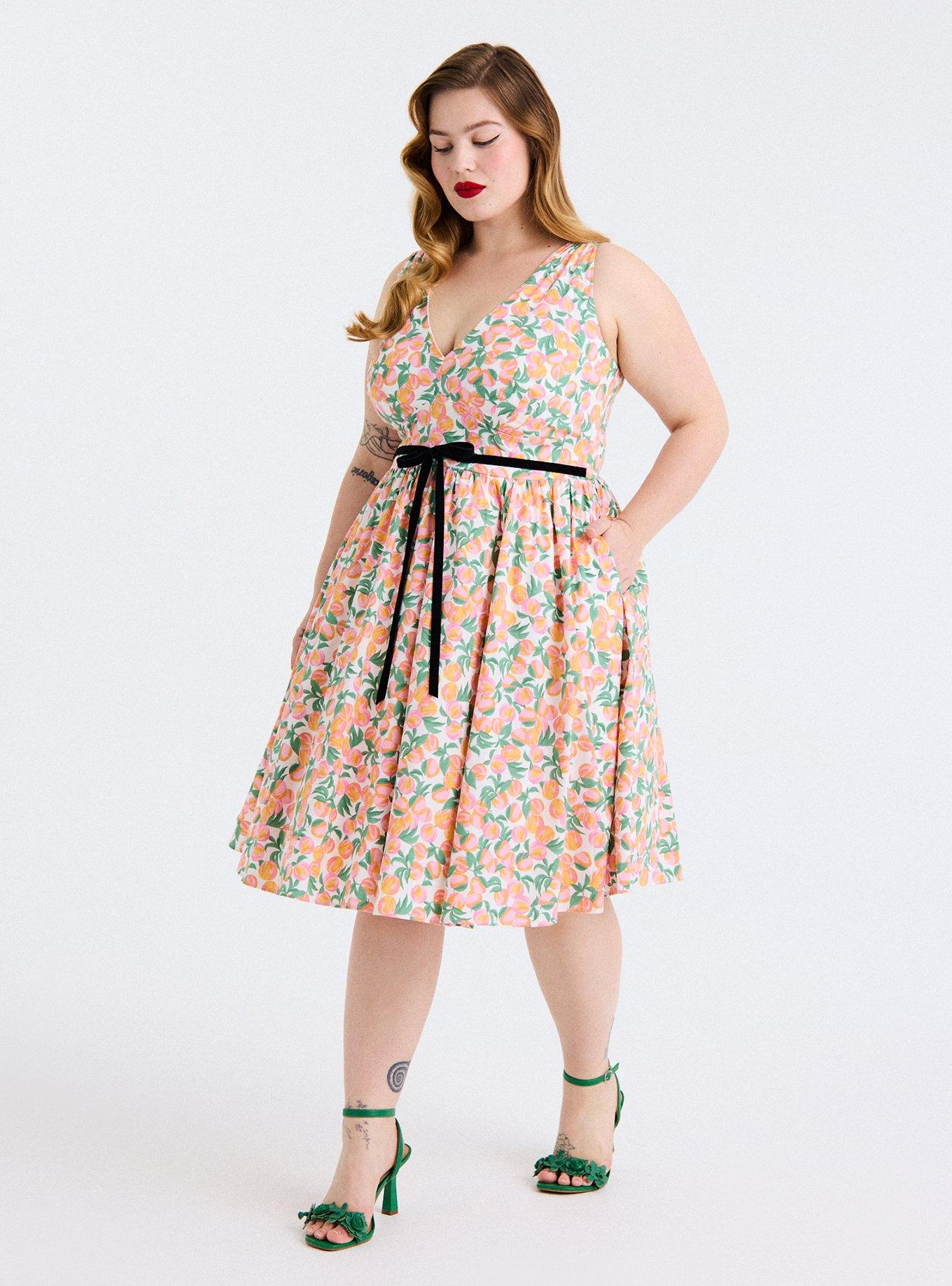 Retro Chic Belted Swing  Midi Dress, GEORGIA PEACHES MULTI, alternate