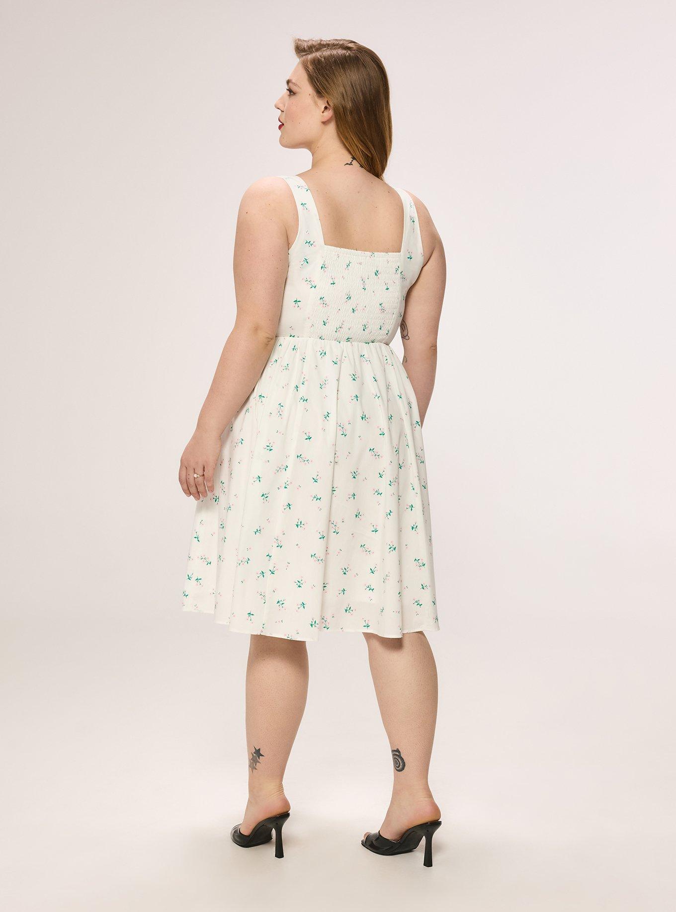 Retro Chic Belted Swing Dress, CORALINE FLORAL WHITE, alternate