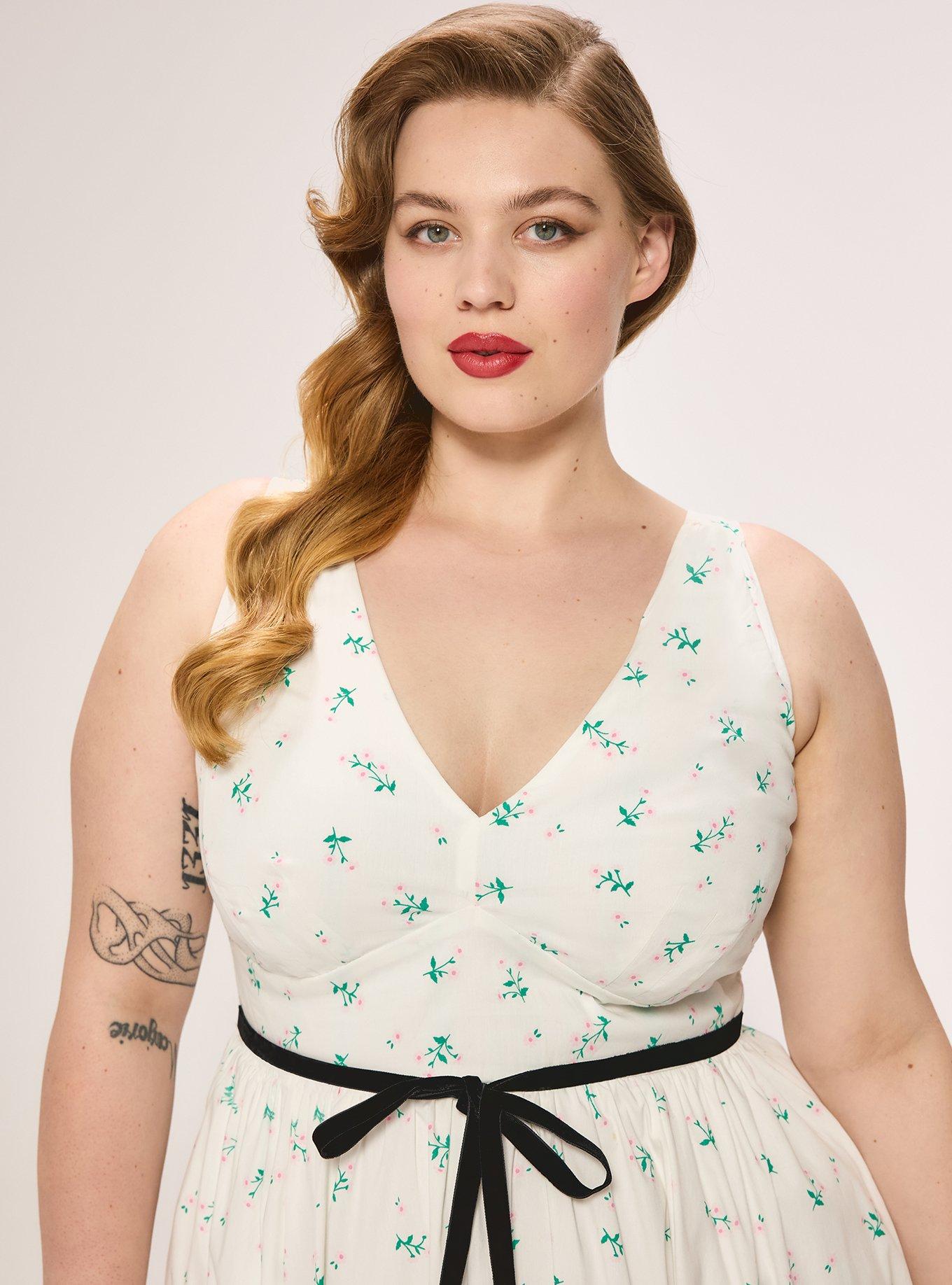 Retro Chic Belted Swing Dress, CORALINE FLORAL WHITE, alternate
