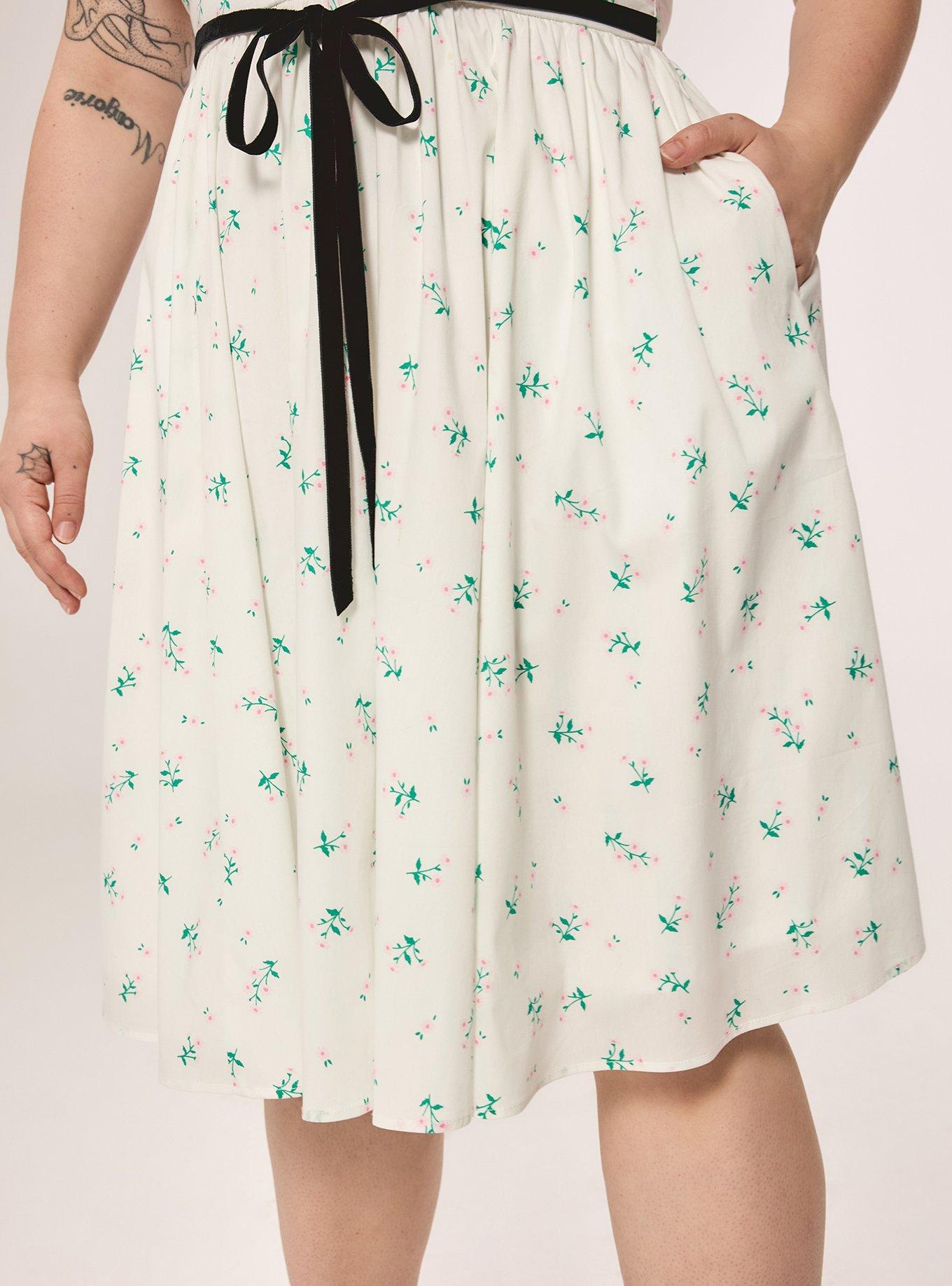 Retro Chic Belted Swing Dress, CORALINE FLORAL WHITE, alternate