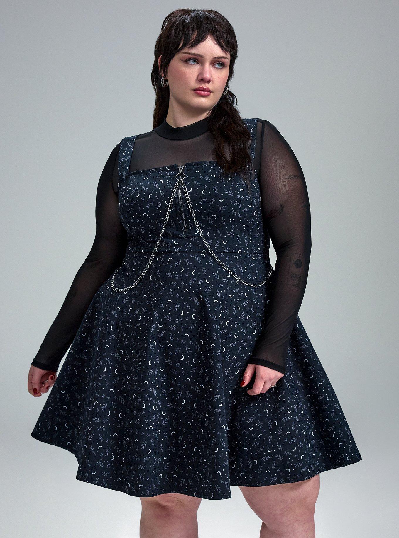 Nightfall Chain Mini Dress, LOWLIGHT LEAVES BLACK, alternate